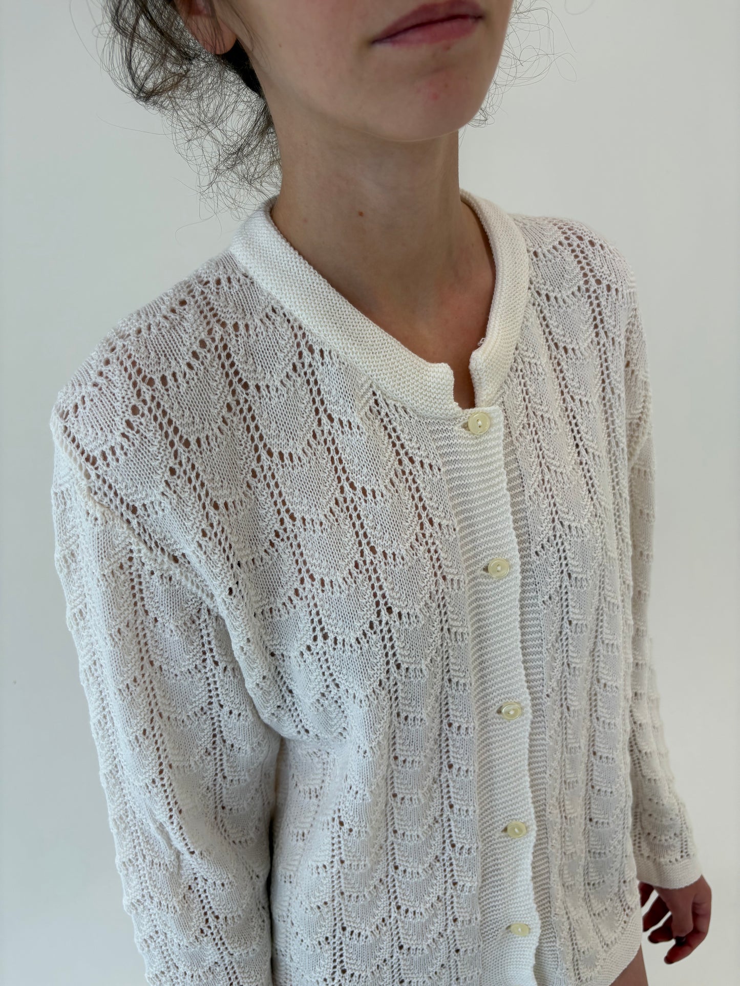 Cardigan vintage italian dantelat din lana extrafina