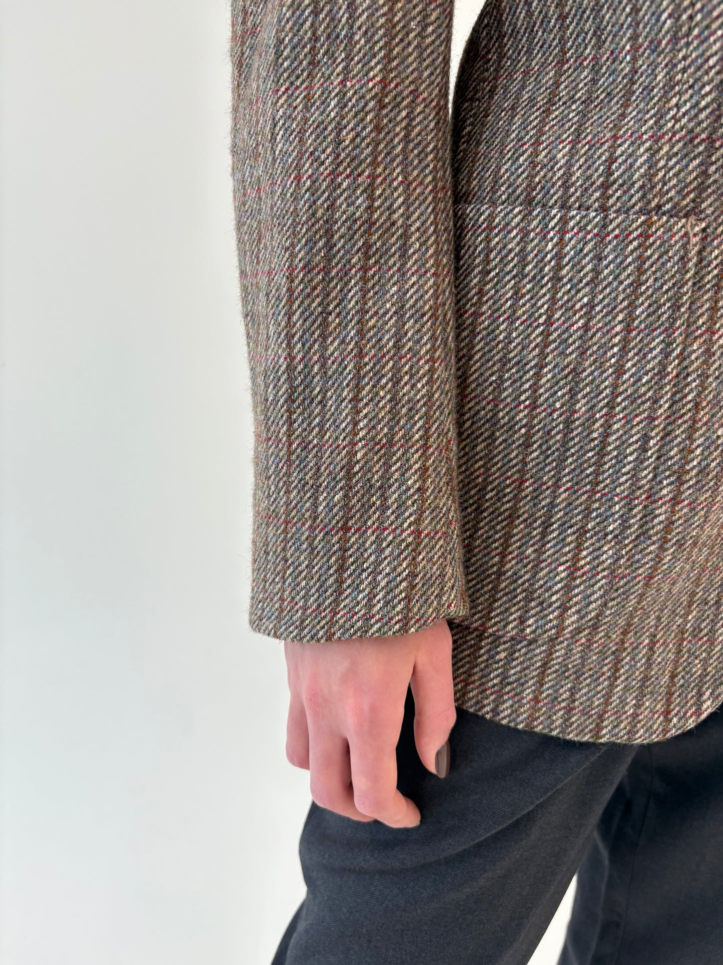 Sacou vintage luxury italian din tweed gros de lana, alpaka și mătase naturală