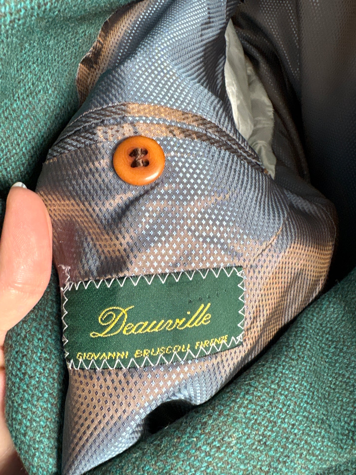 Sacou italian vintage din tweed de lana cu aplicații manuale aurii