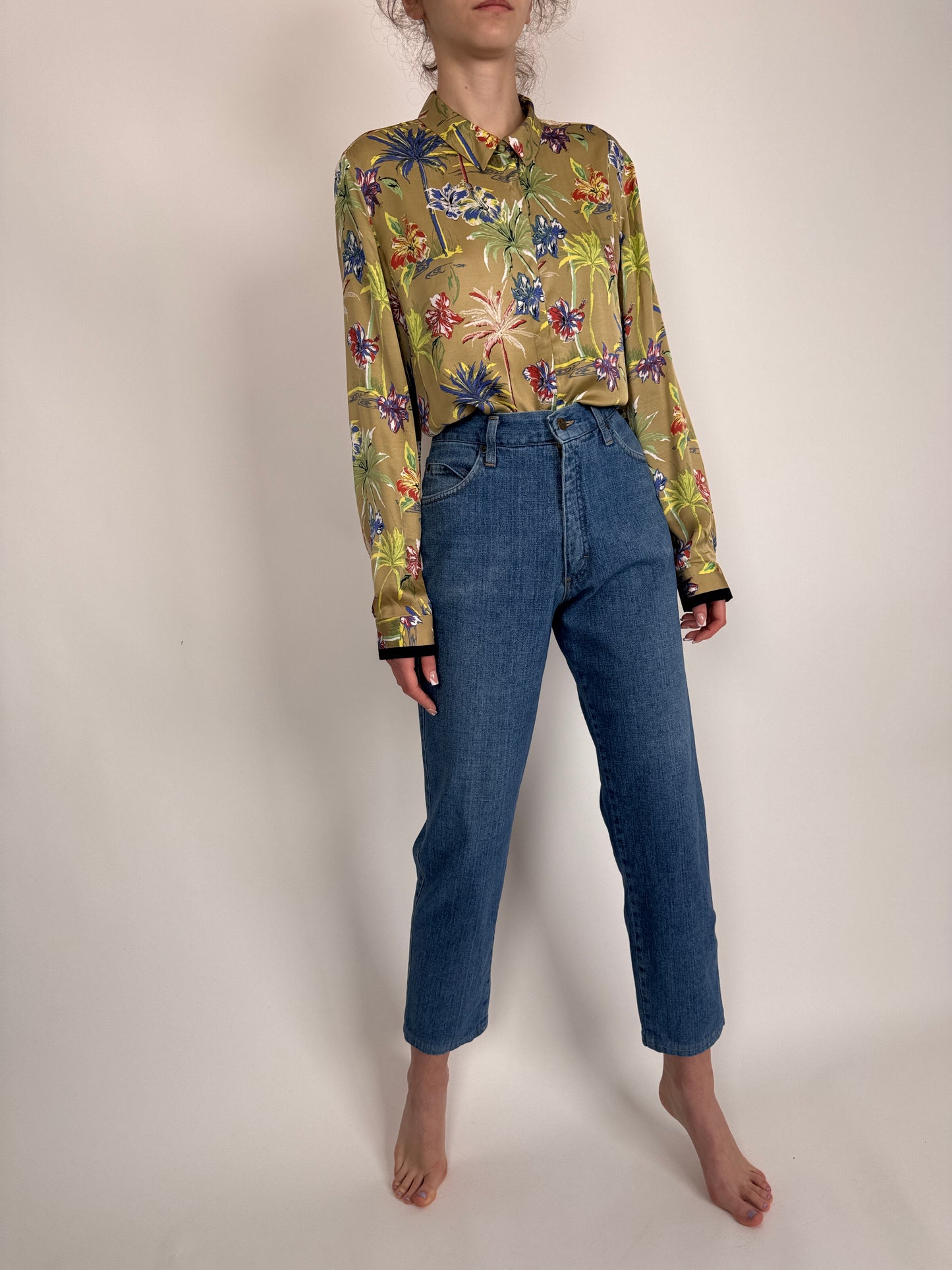 Jeanși vintage premium cu talie înaltă classic wash and fit