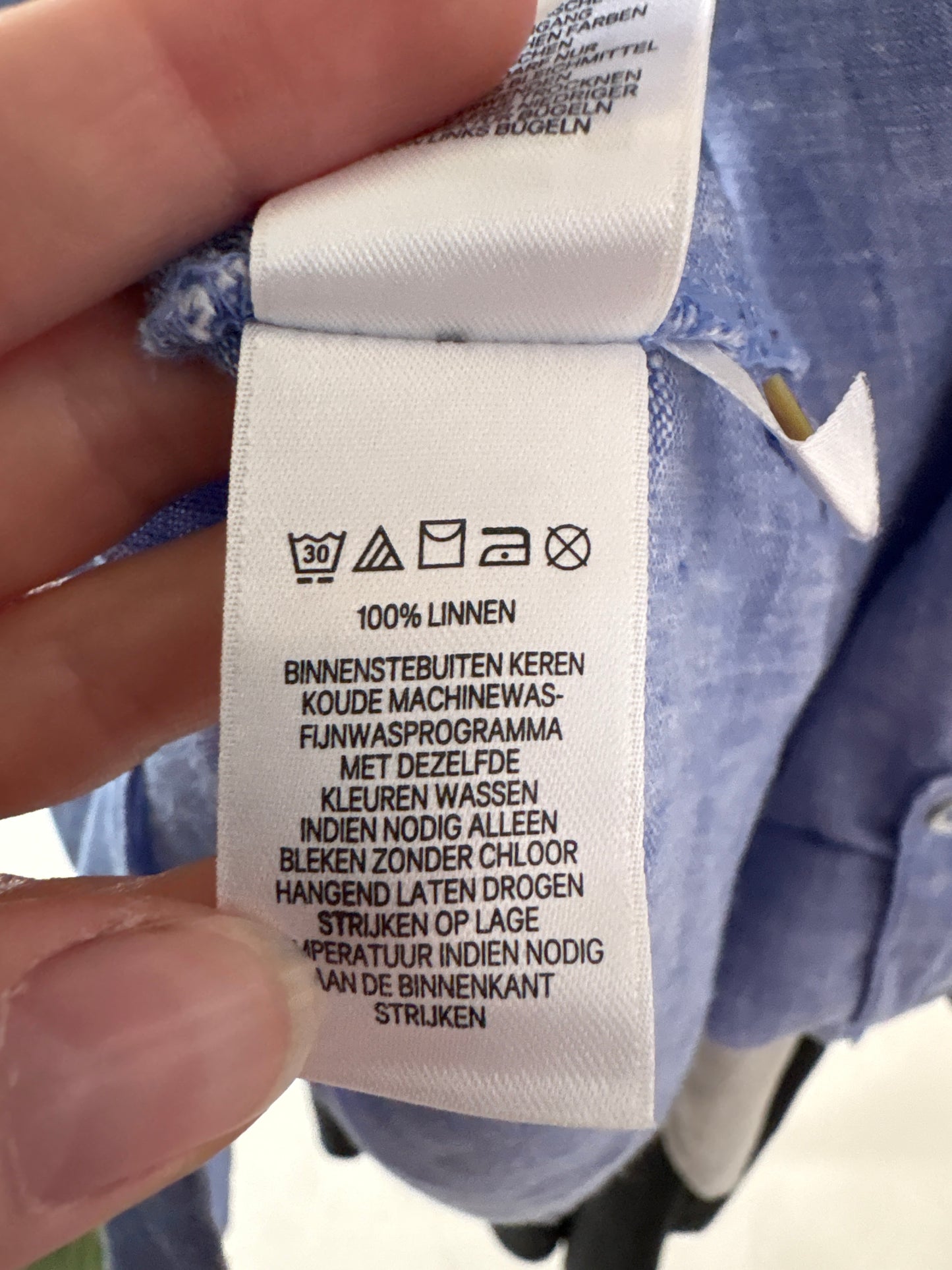 Cămașa din in premium jeans blue melanj cu alb în croi lejer
