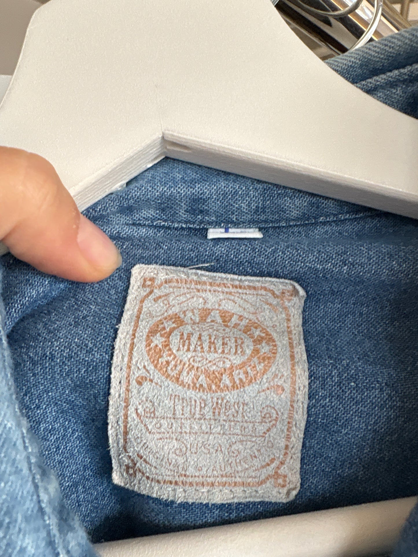 Cămașa vintage petite din jeans moale în croi deosebit