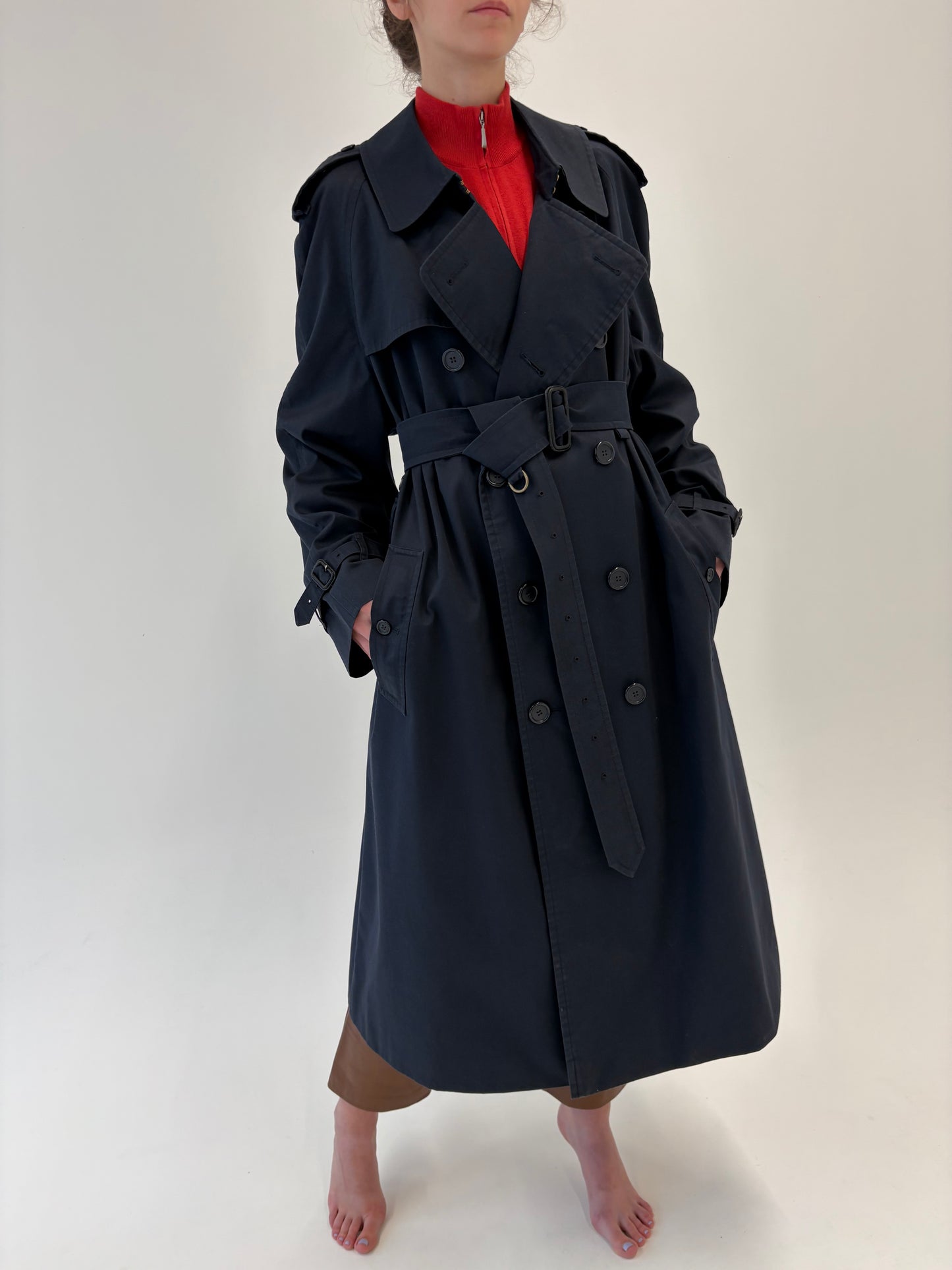 Trench vintage Burberry tall plus size cu talie reglabilă