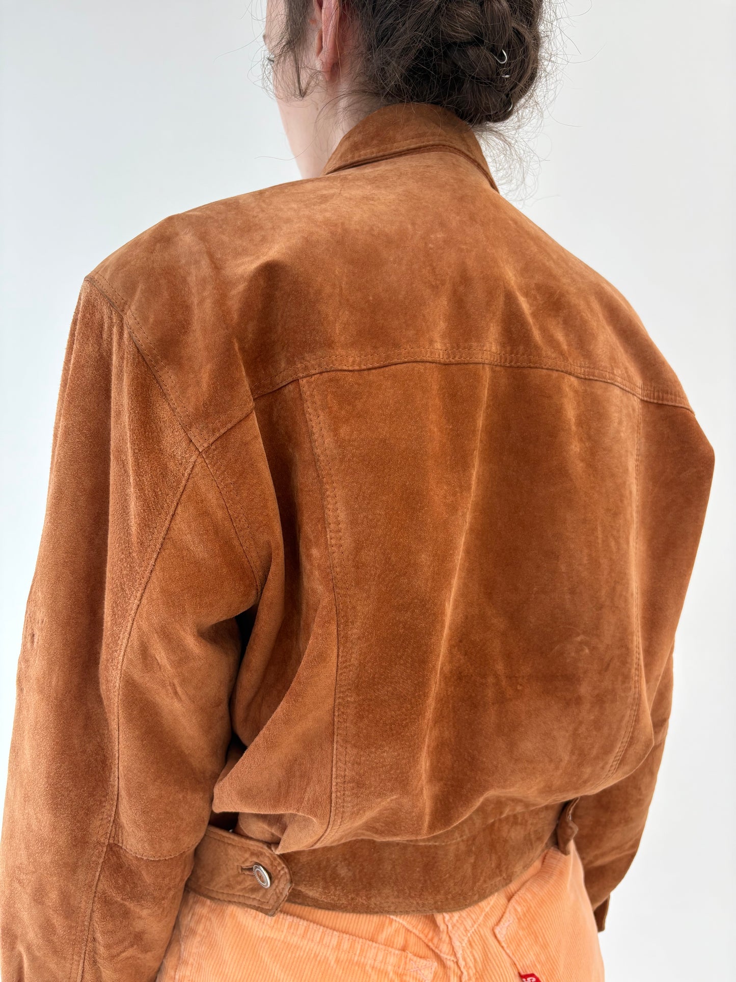 Geacă din piele naturală întoarsă caramel brown