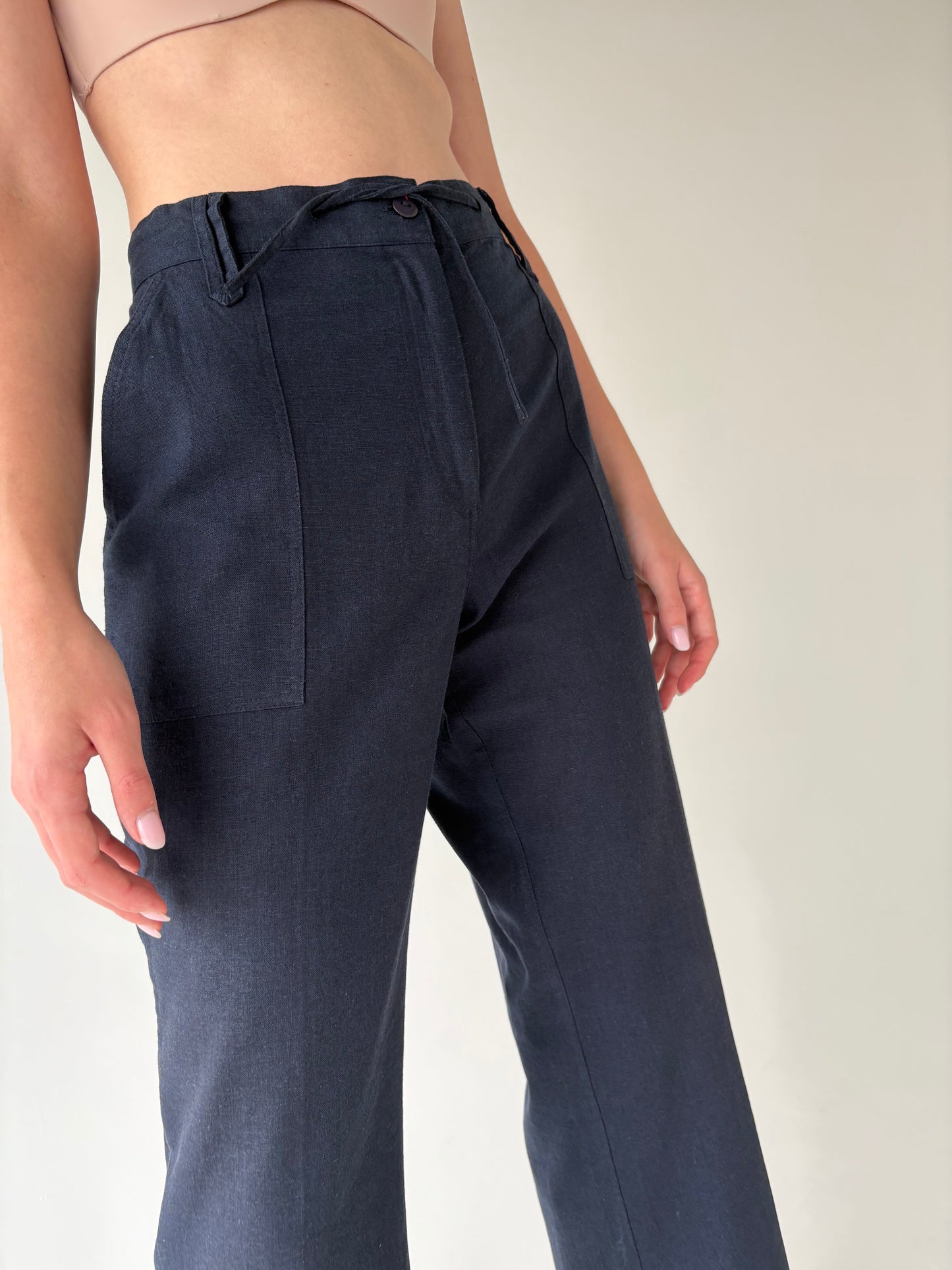 Pantaloni petite Navy blue din pânză