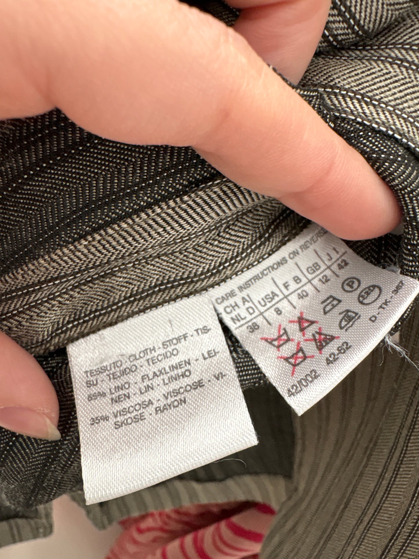 Sacou clasic Max Mara din pânză silver gray de în și vascoza cu dungi fine