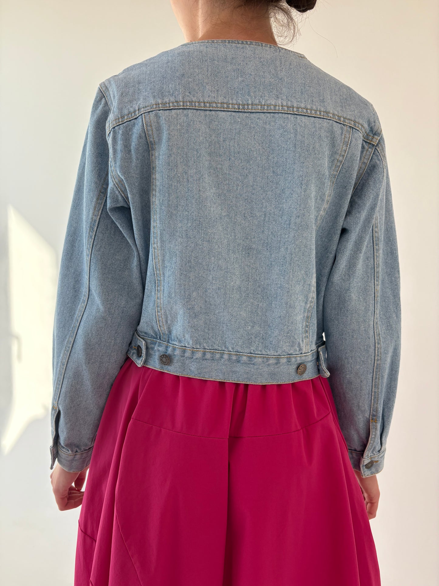 Geacă vintage din jeans în croi ușor cropped
