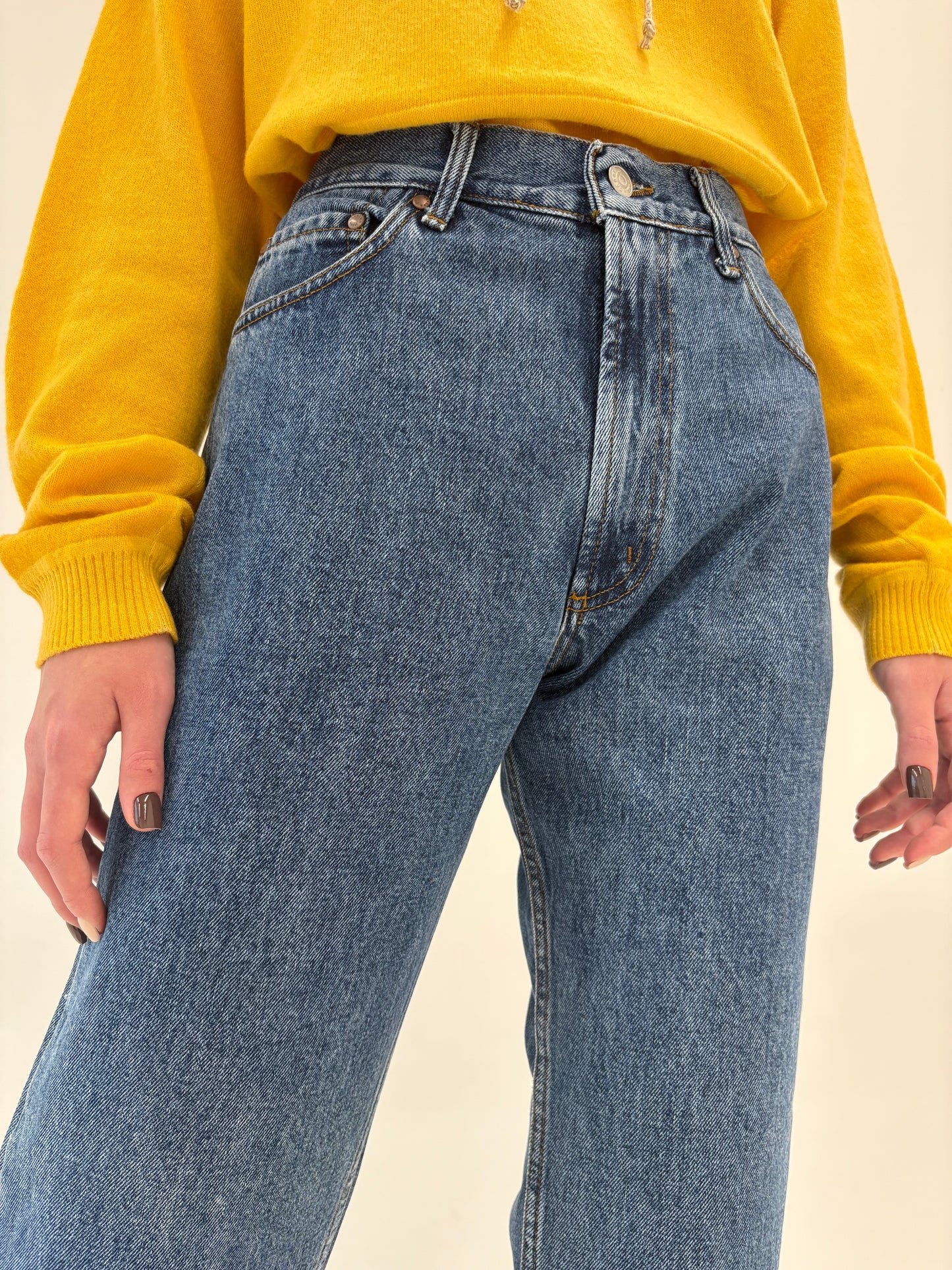 Jeans premium vintage italienești classic wash straight leg