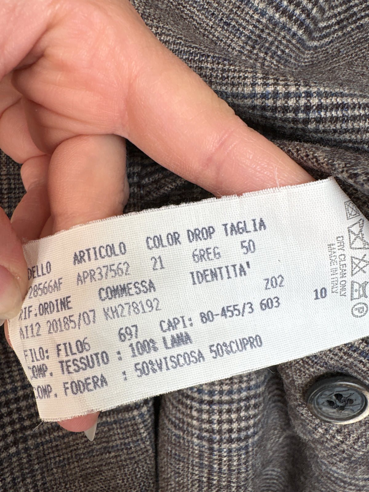 Sacou de brand luxury Lardini italian din stofă Loro Piana de lana în carouri fine