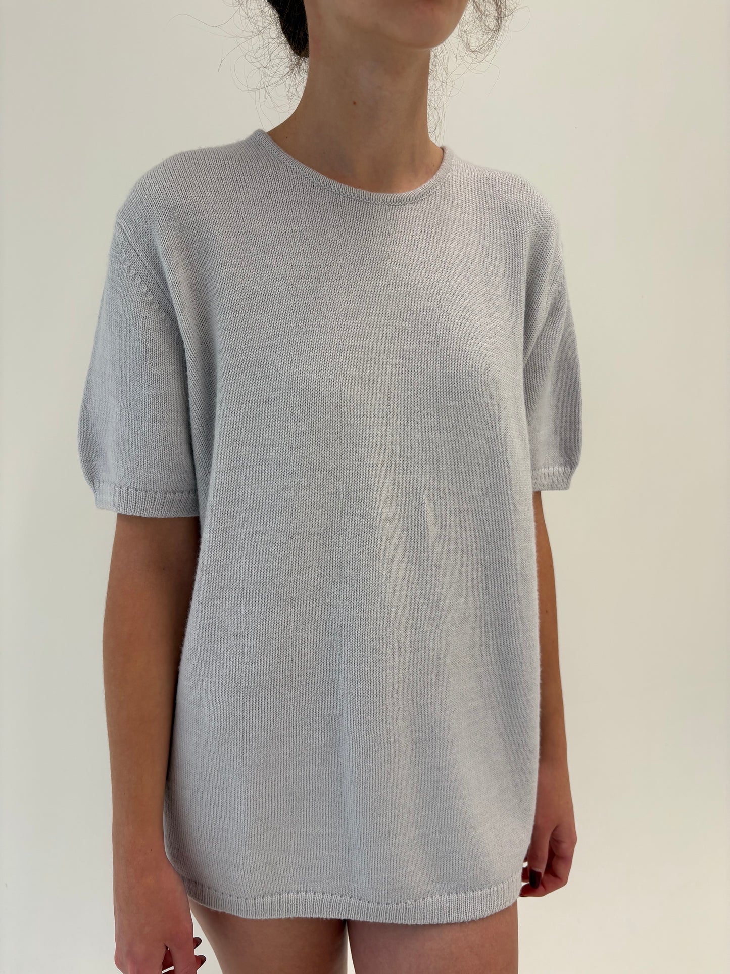 Top de gramaj mare silver gray din lana merino extrafina