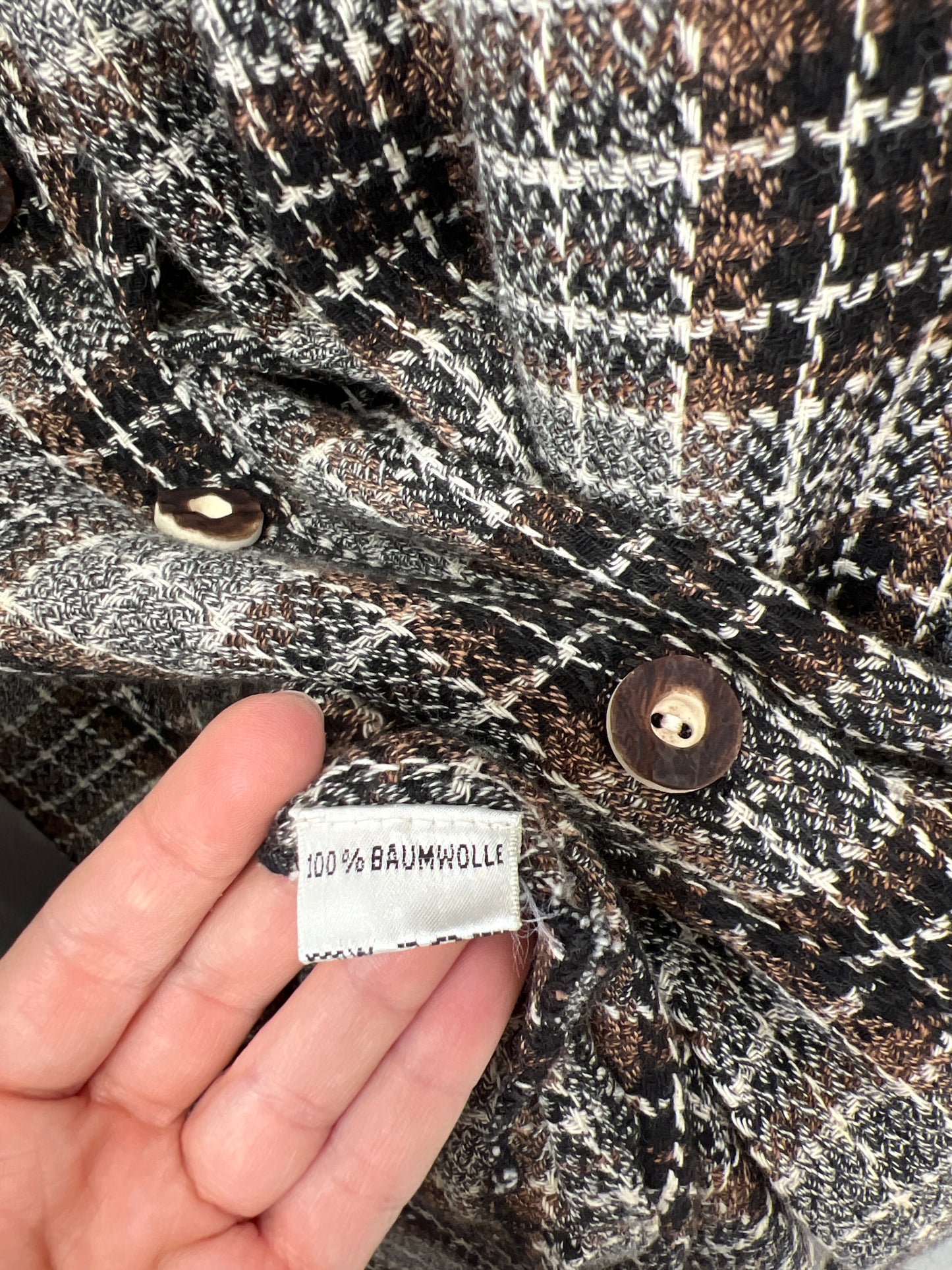 Fustă super amplă cu talie înaltă marcată din tweed de bumbac
