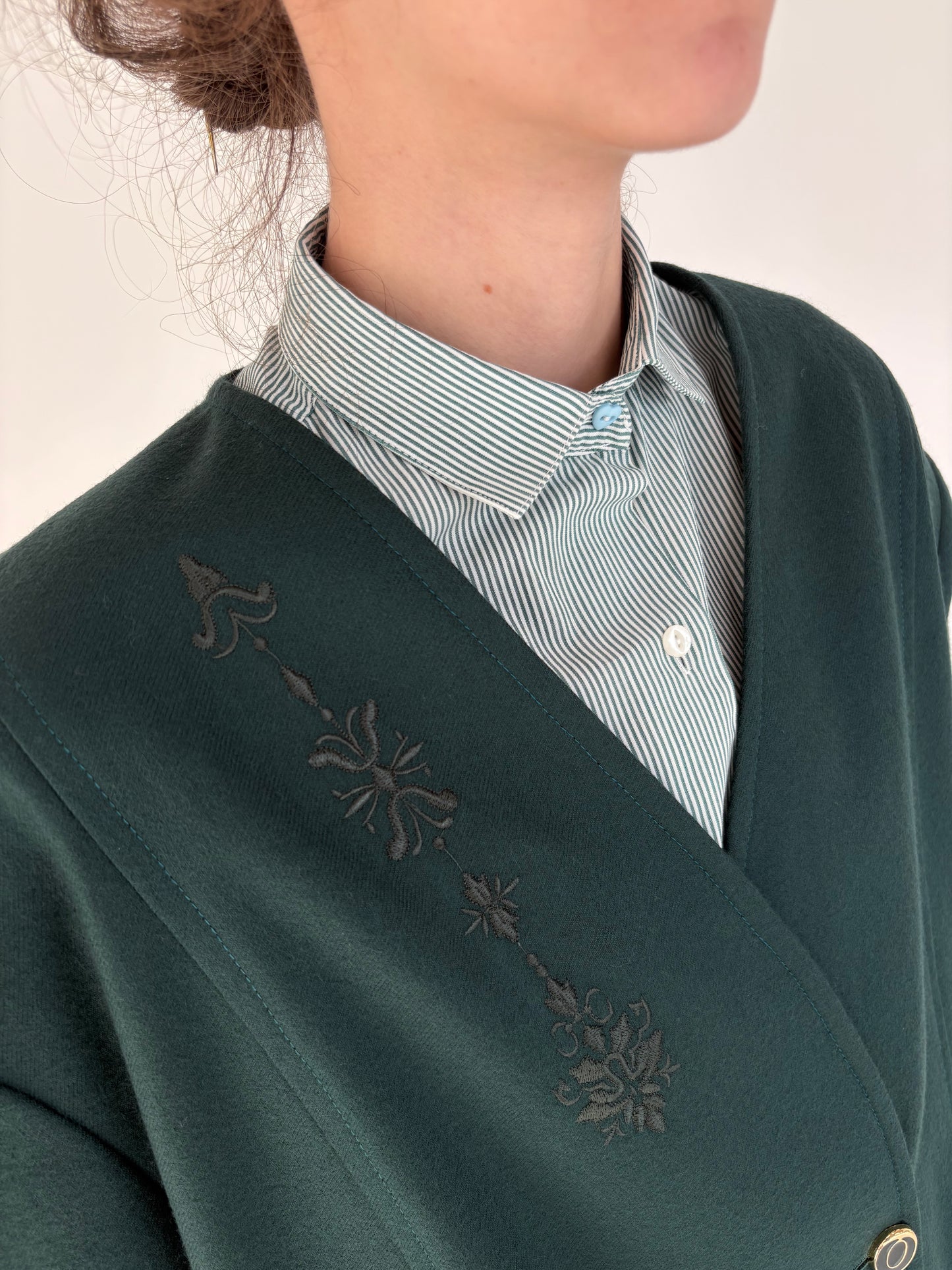 Sacou plus size forest green din lana pura extrafina certificată