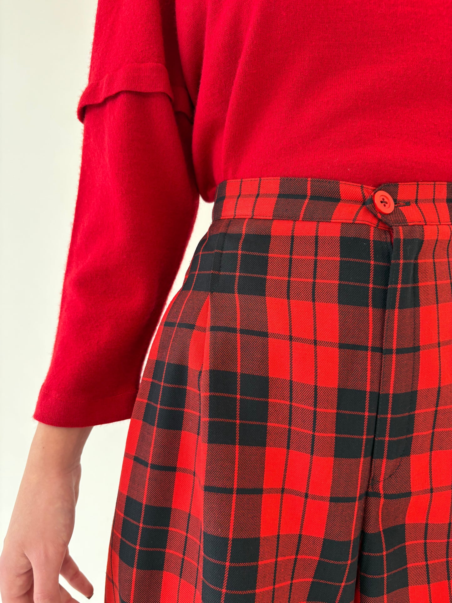 Pantaloni din tweed de lana extafina cu talie ultra înaltă