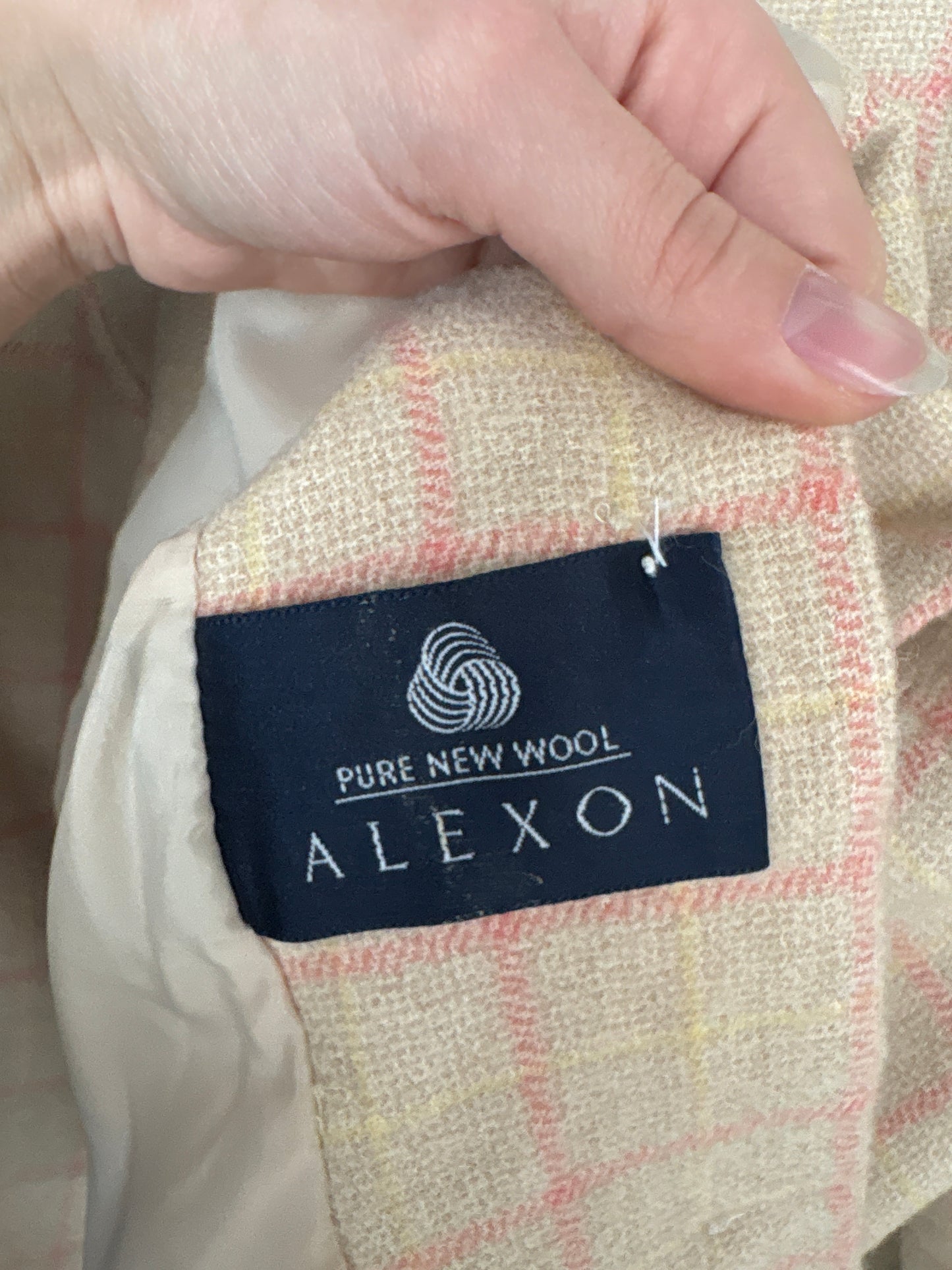 Sacou light camel vintage cambrat în carouri fine salmon Pink și croi minimalist