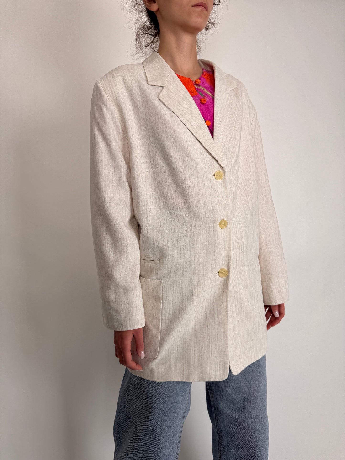 Sacou nude plus size din pânză