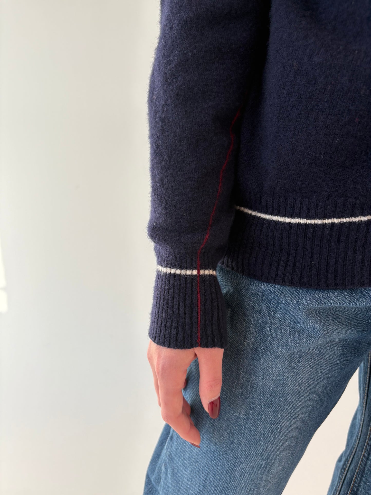 Cardigan Navy din lana merino extrafina de gramaj mare