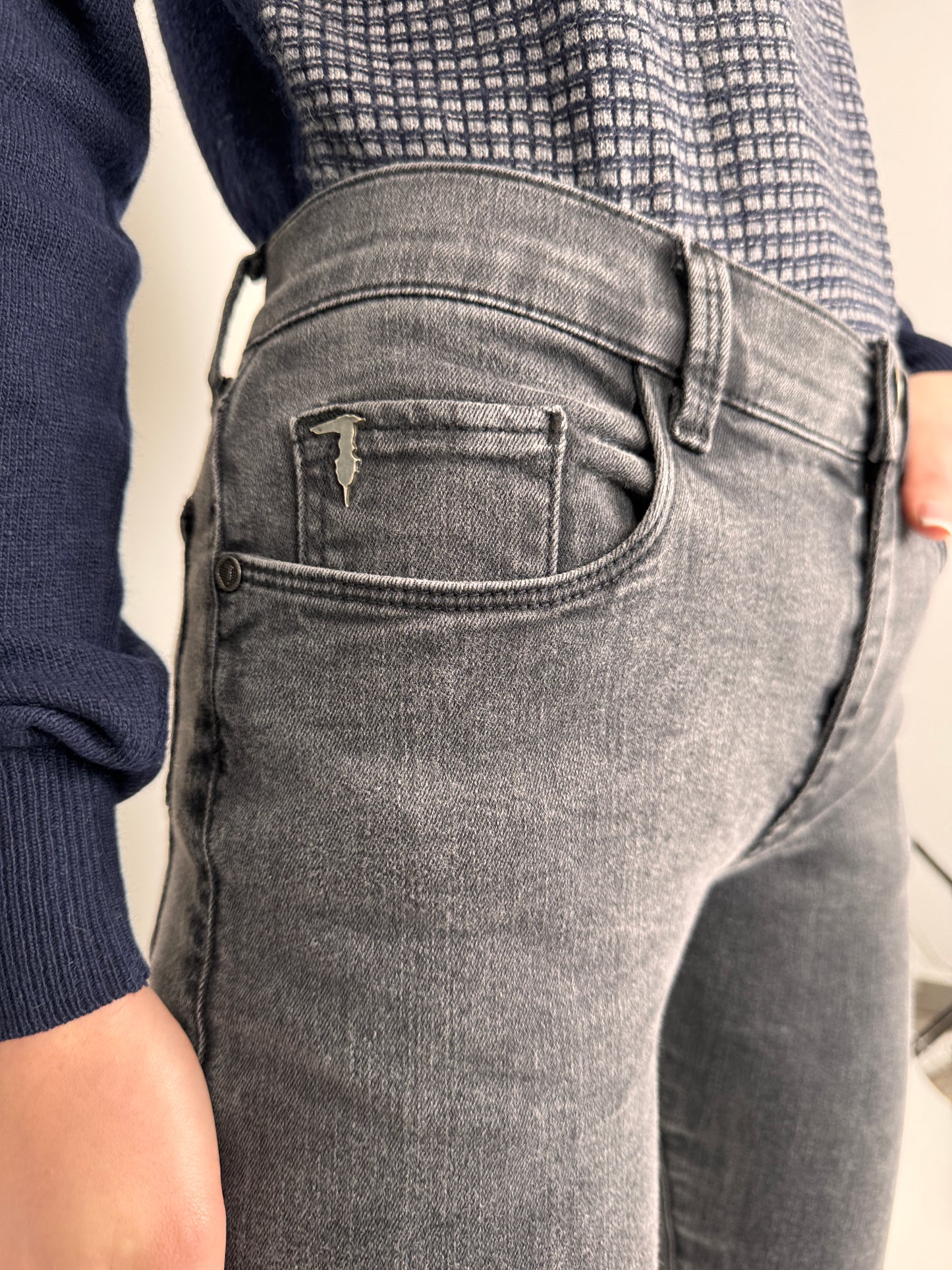 Jeanși luxury Trussardi tall din bumbac modelator