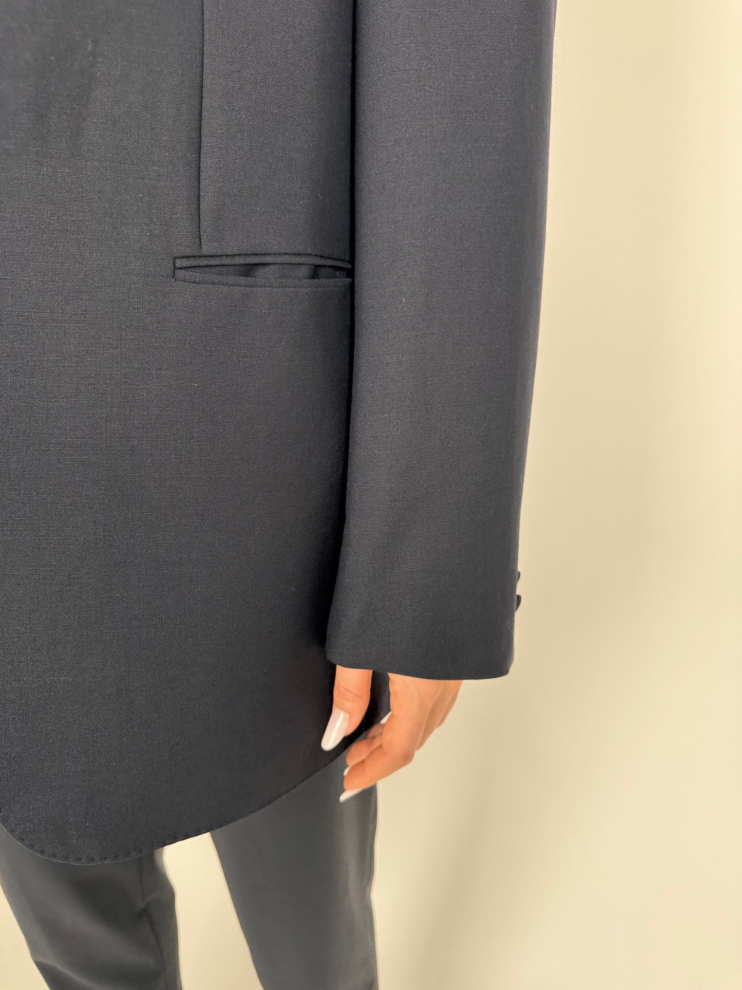 Sacou smoking dark Navy de ceremonie din stofă luxury