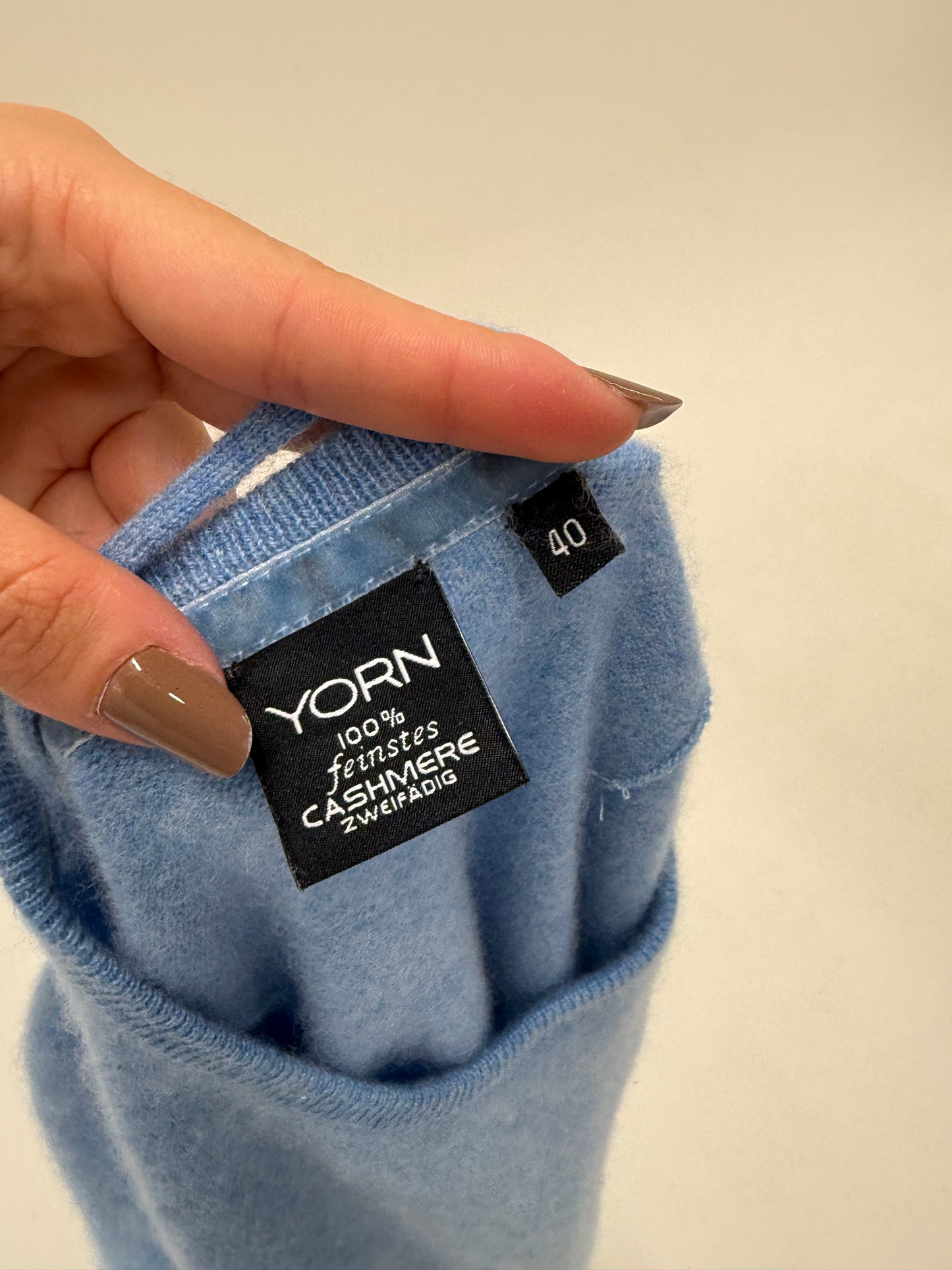 Pulover baby blue din cașmir multiply crew neck