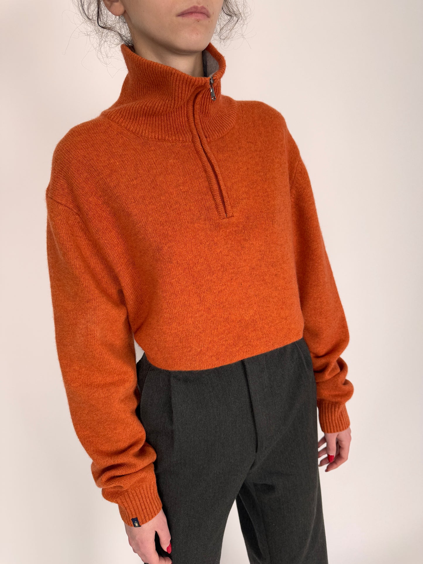 Maleta tall rust orange italiană 70% lana extrafina de gramaj mare