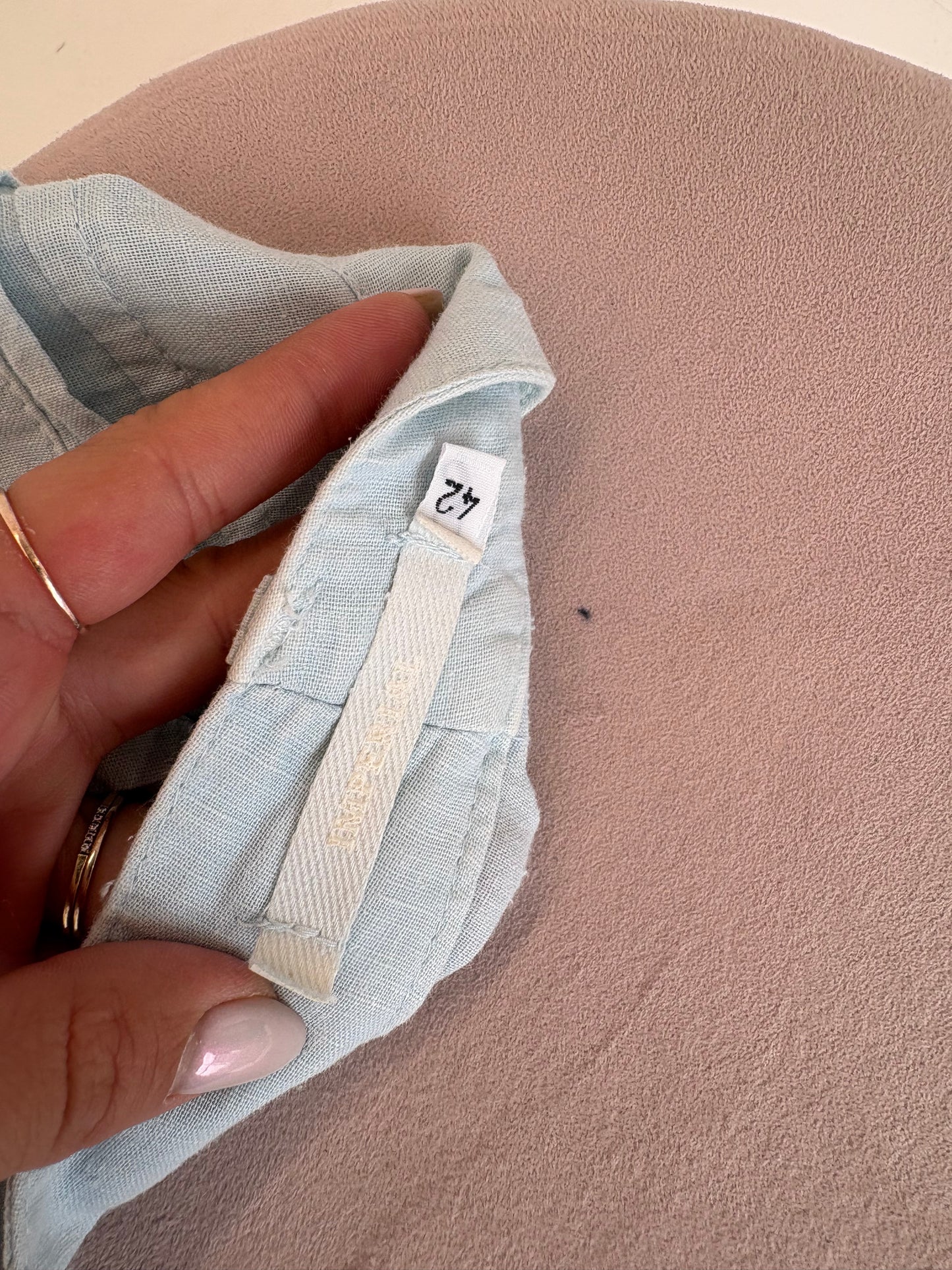 Pantaloni baby blue de brand premium Imperial din in și bumbac
