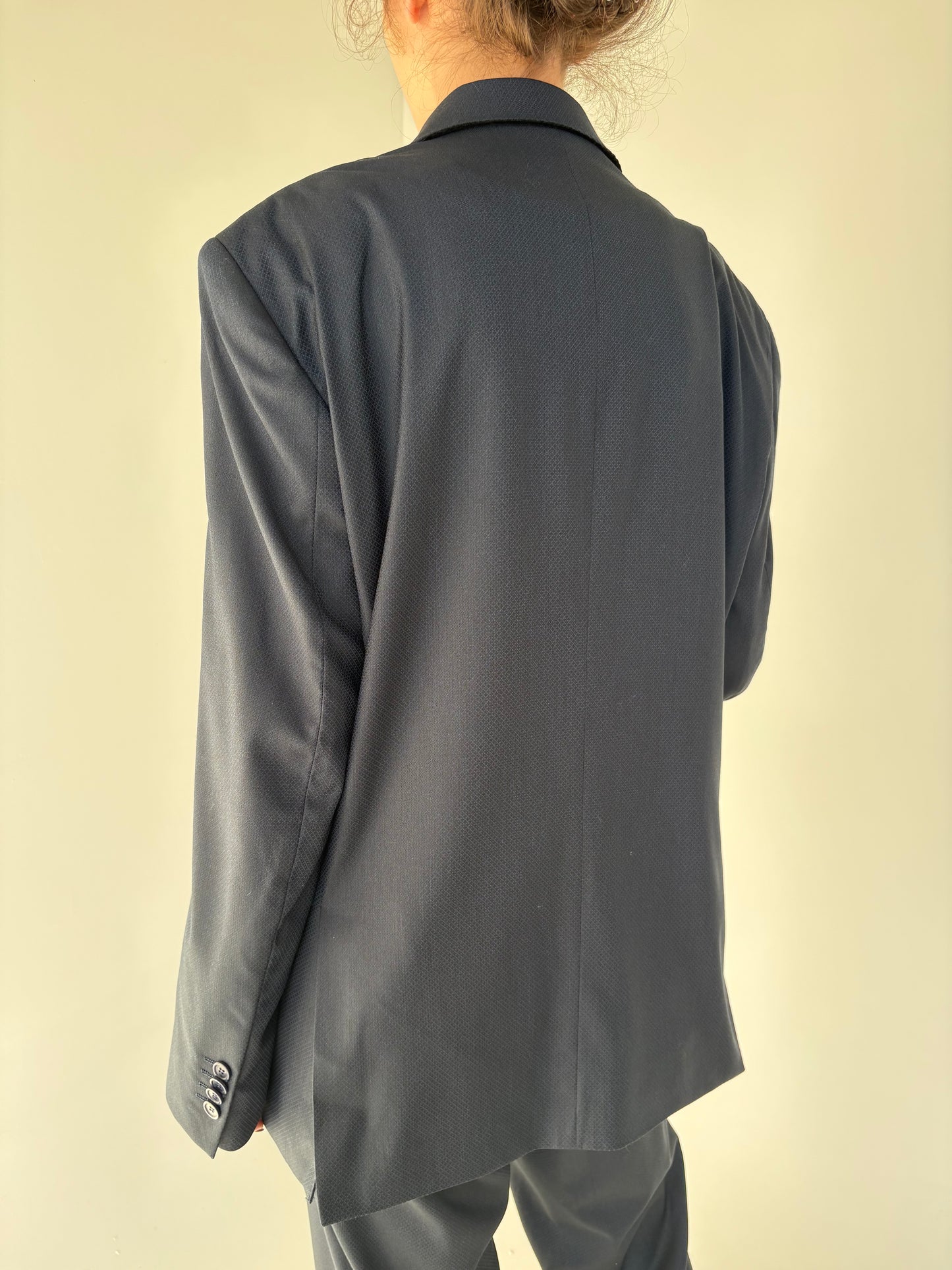 Costum italian Navy blue din stofita de lana extrafina texturată