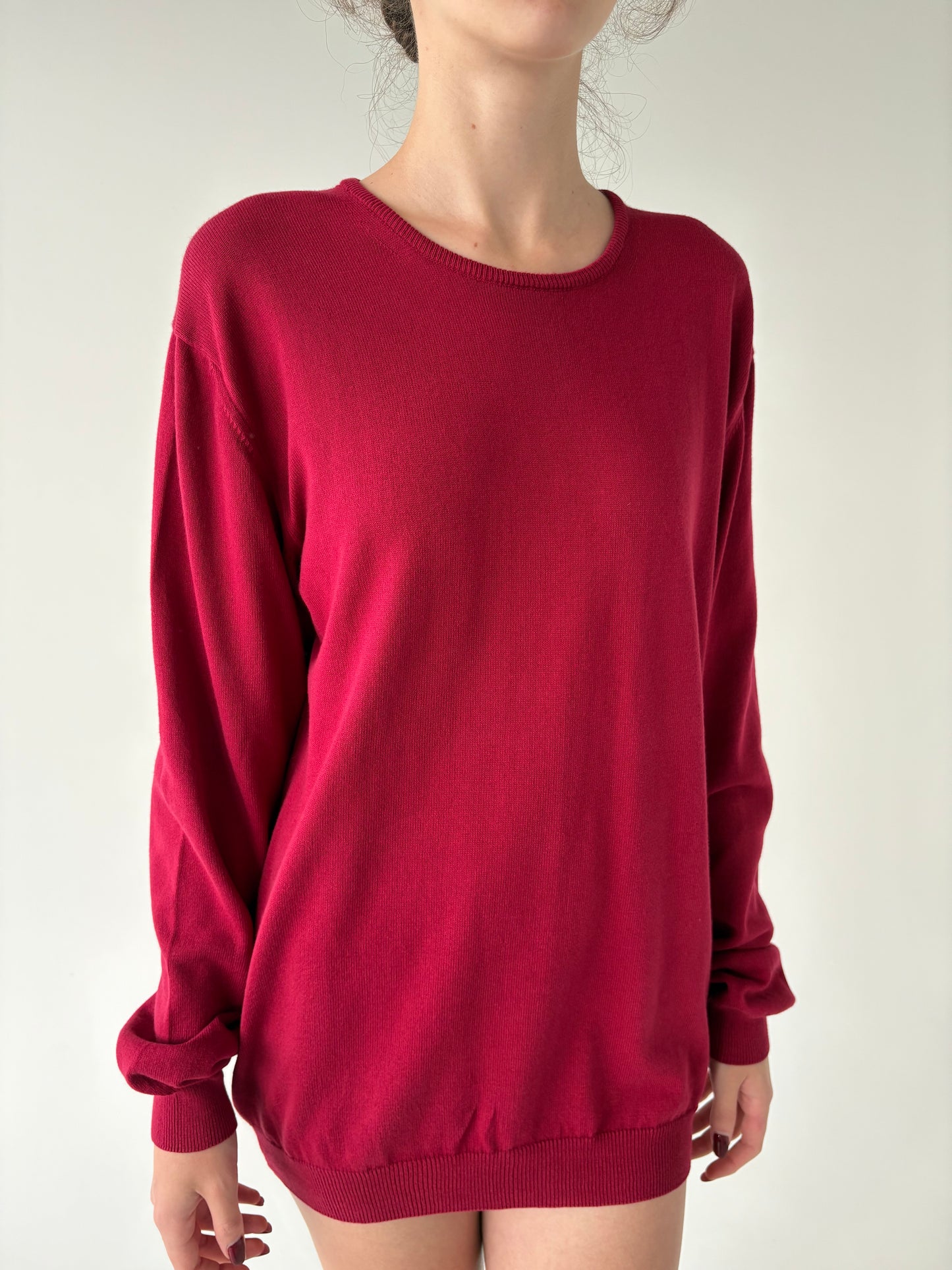 Puloveras tall cherry red italian din bumbac