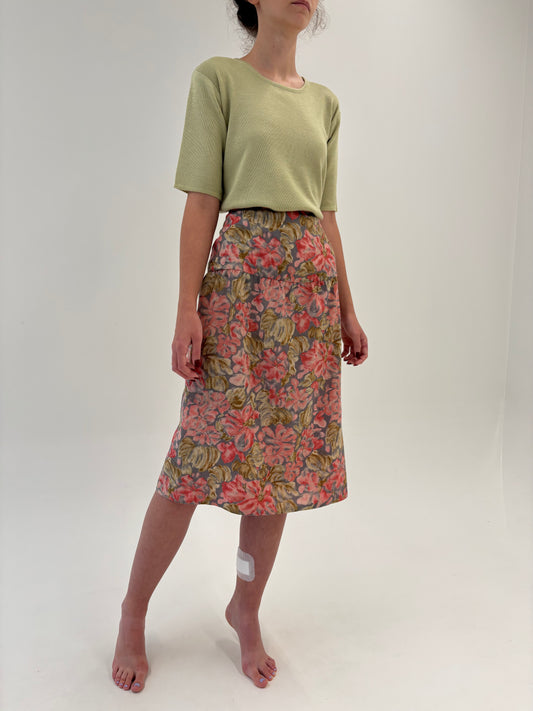 Fustă vintage în culori superbe din lana extrafina cu talie ultra înaltă