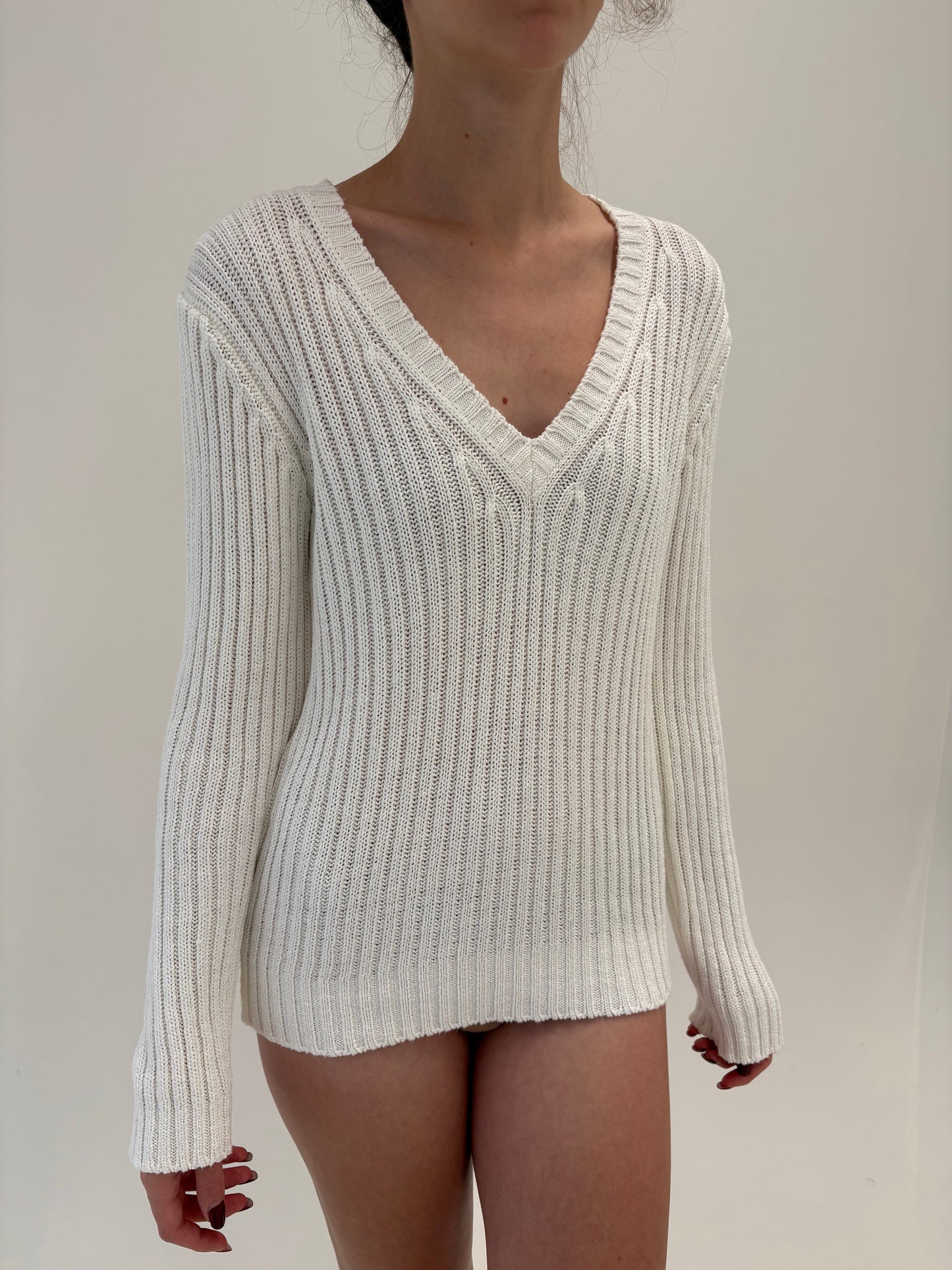 Pulover premium italian din jerse ribbed de gramaj mare în anchior