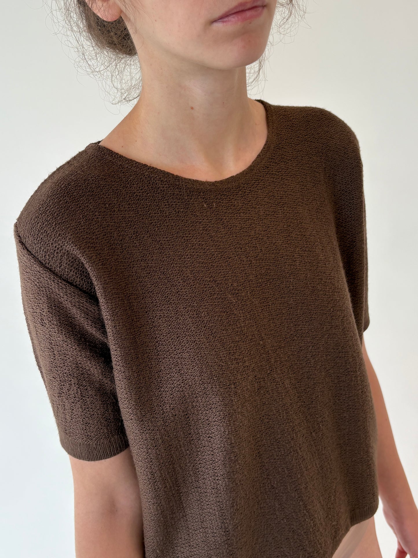 Top vintage chocolate brown din jerse din mix de lana extrafina