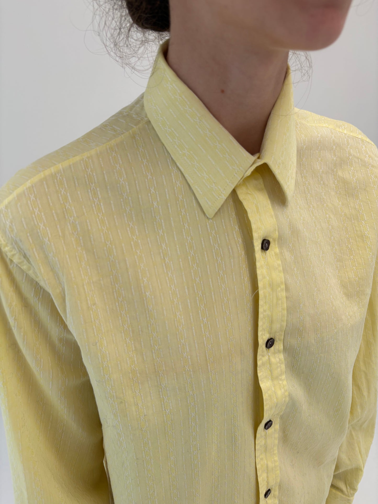 Cămașa vintage butter yellow din jacquard de bumbac excepțional