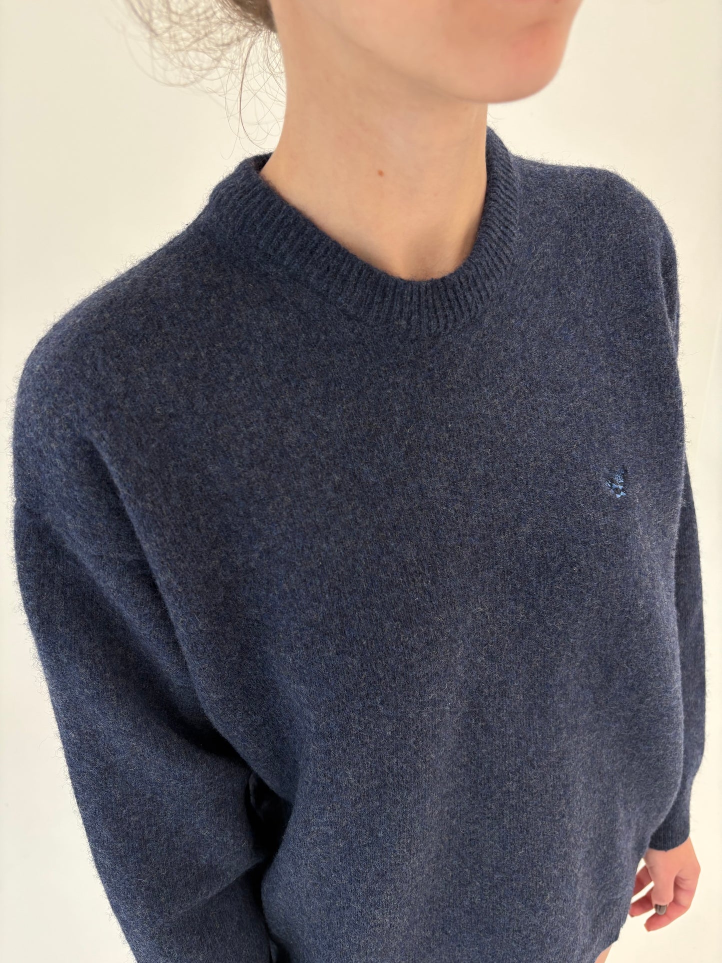 Pulover gros jeans blue petite de gramaj mare