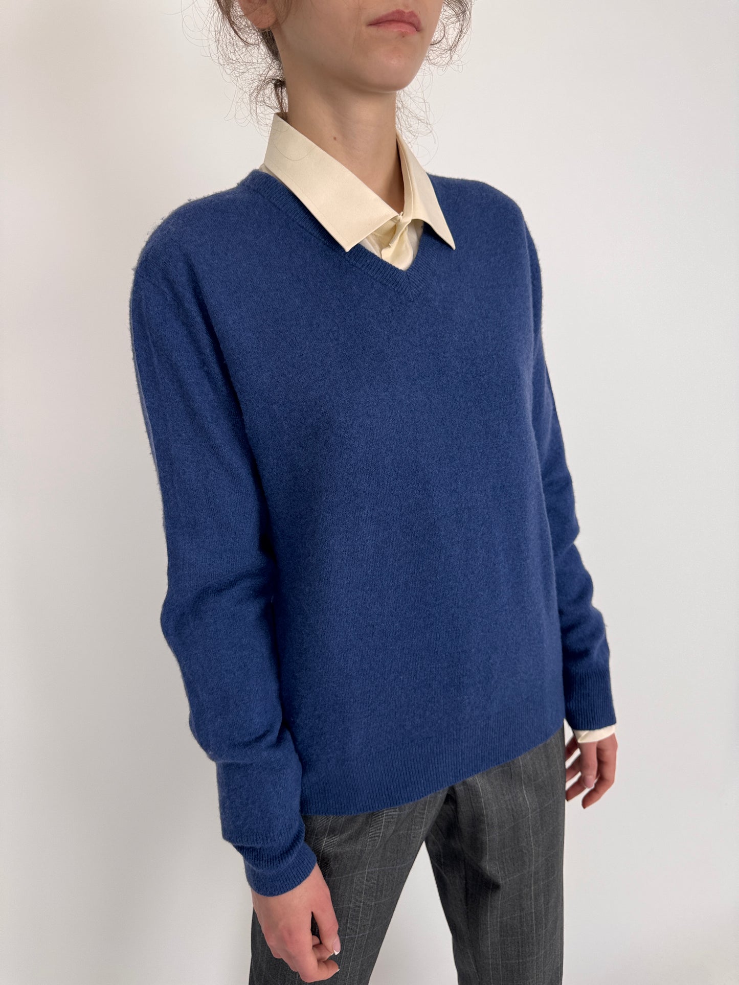Pulover italian jeans blue din cașmir și lana extrafina
