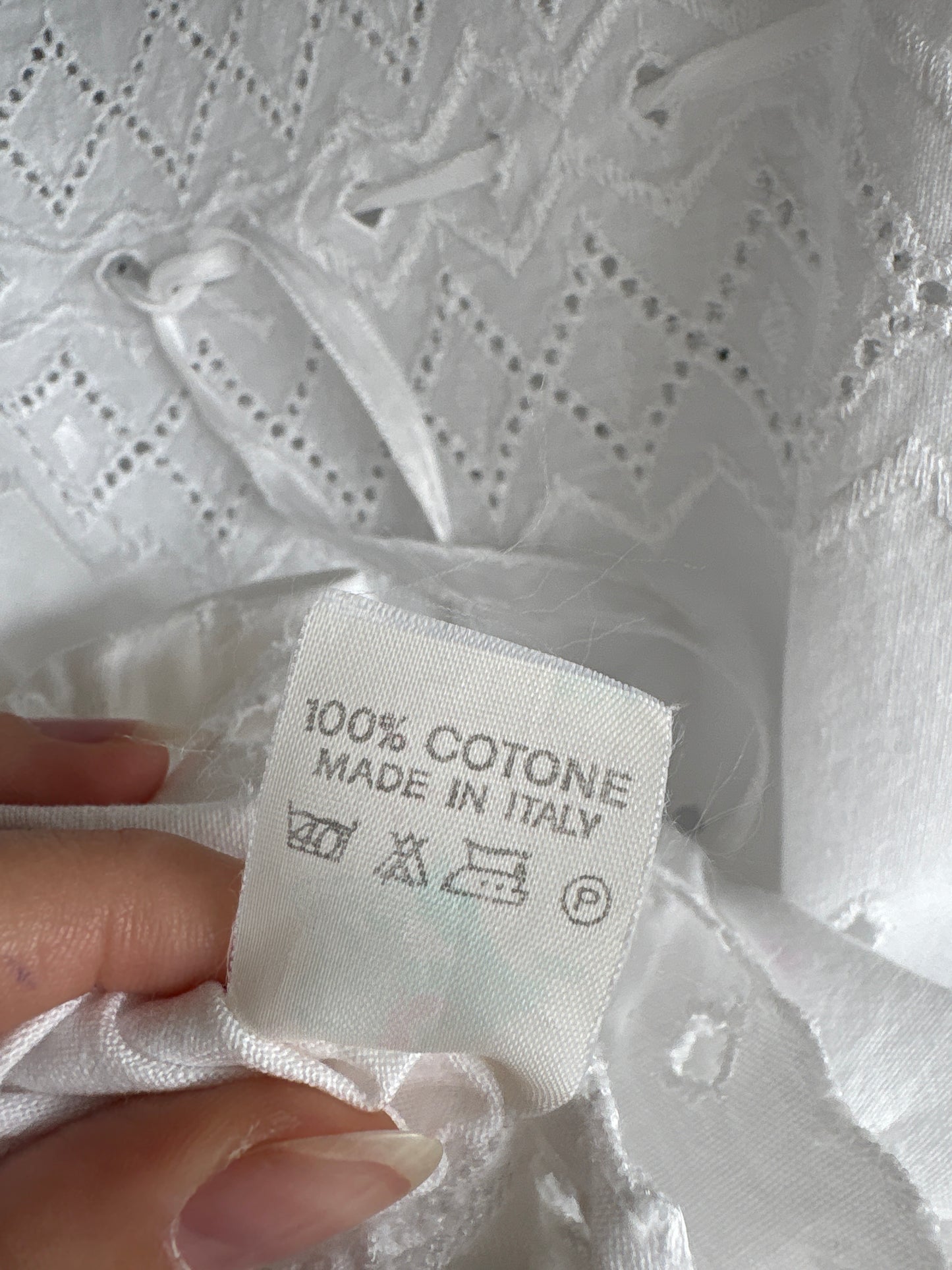 Top din bumbac premium italian integral brodat cu talie elastică