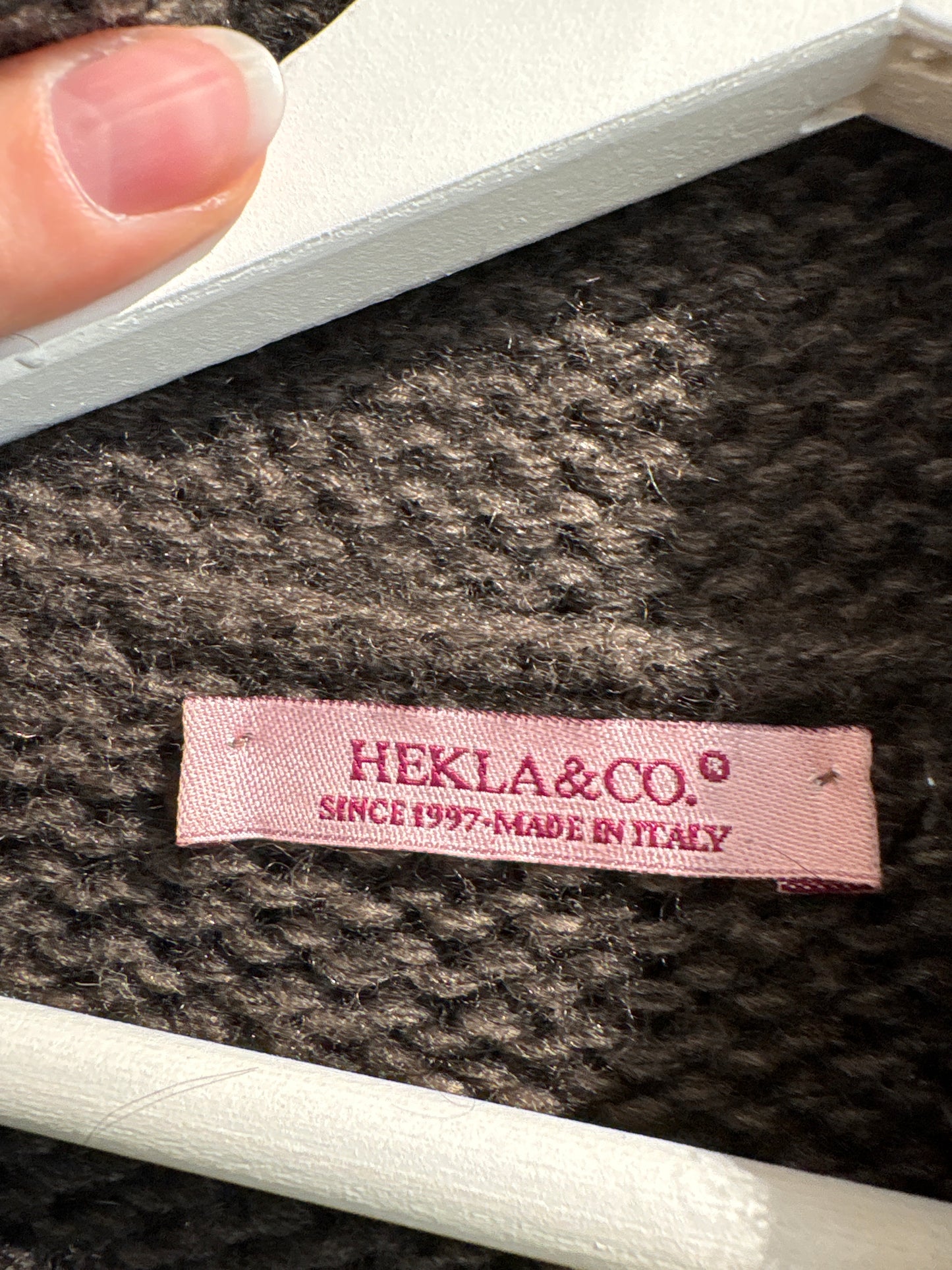 Cardigan tip jachetă italian din lana extrafina texturată multiply taupe brown