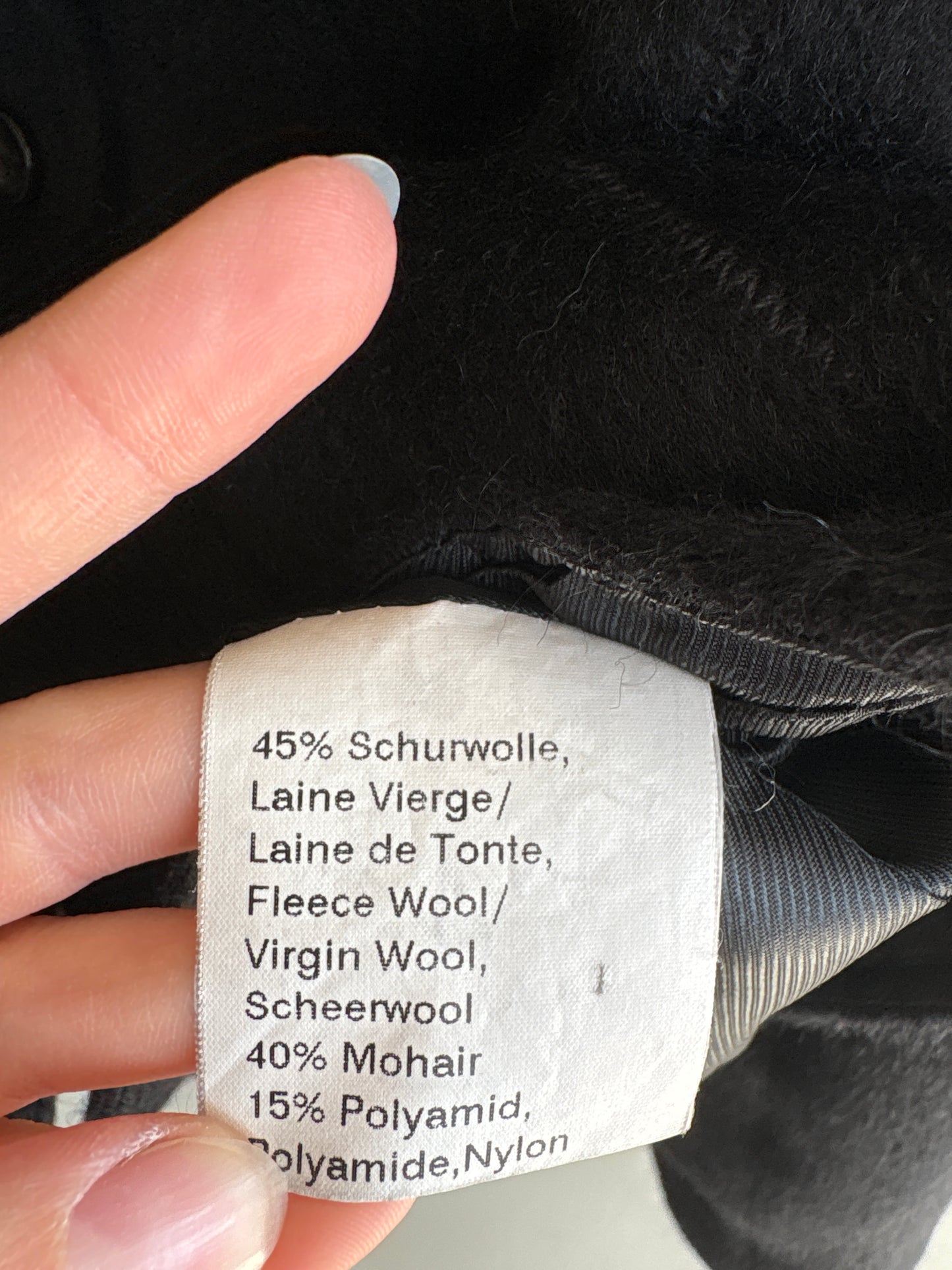 Sacou negru luxury petite Madeleine din stofă de lana și mohair