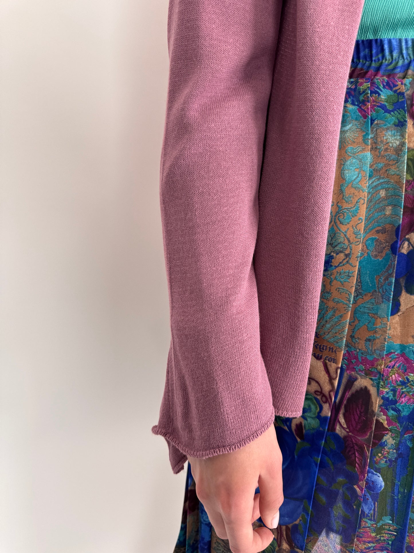 Cardigan de vară old rose pink din jerse foarte subțire