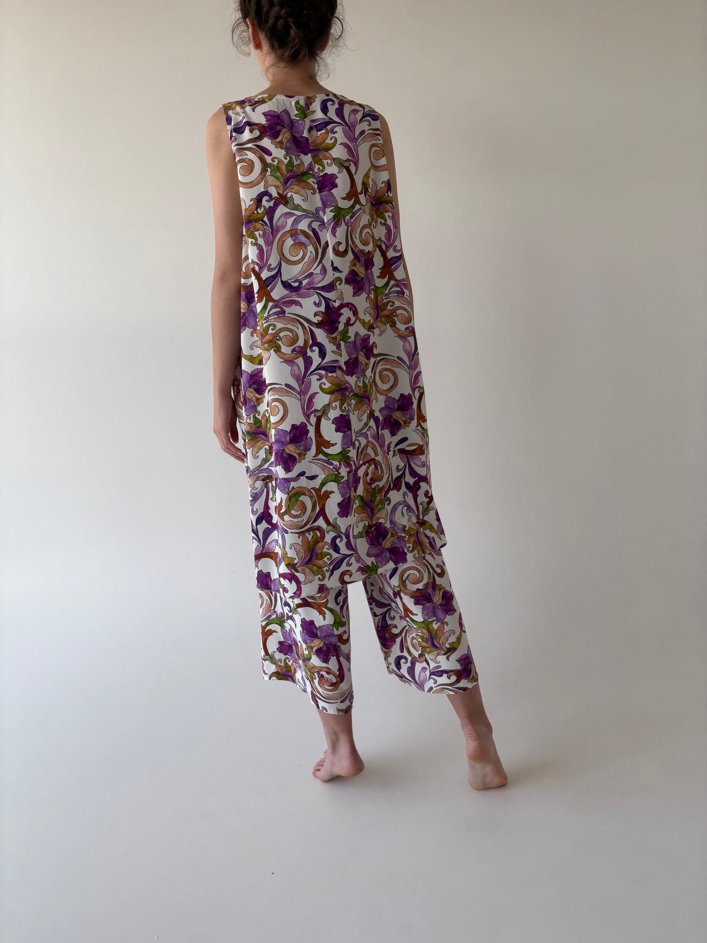 Set vintage super vaporos in culori superbe: pantaloni palazzo + rochie