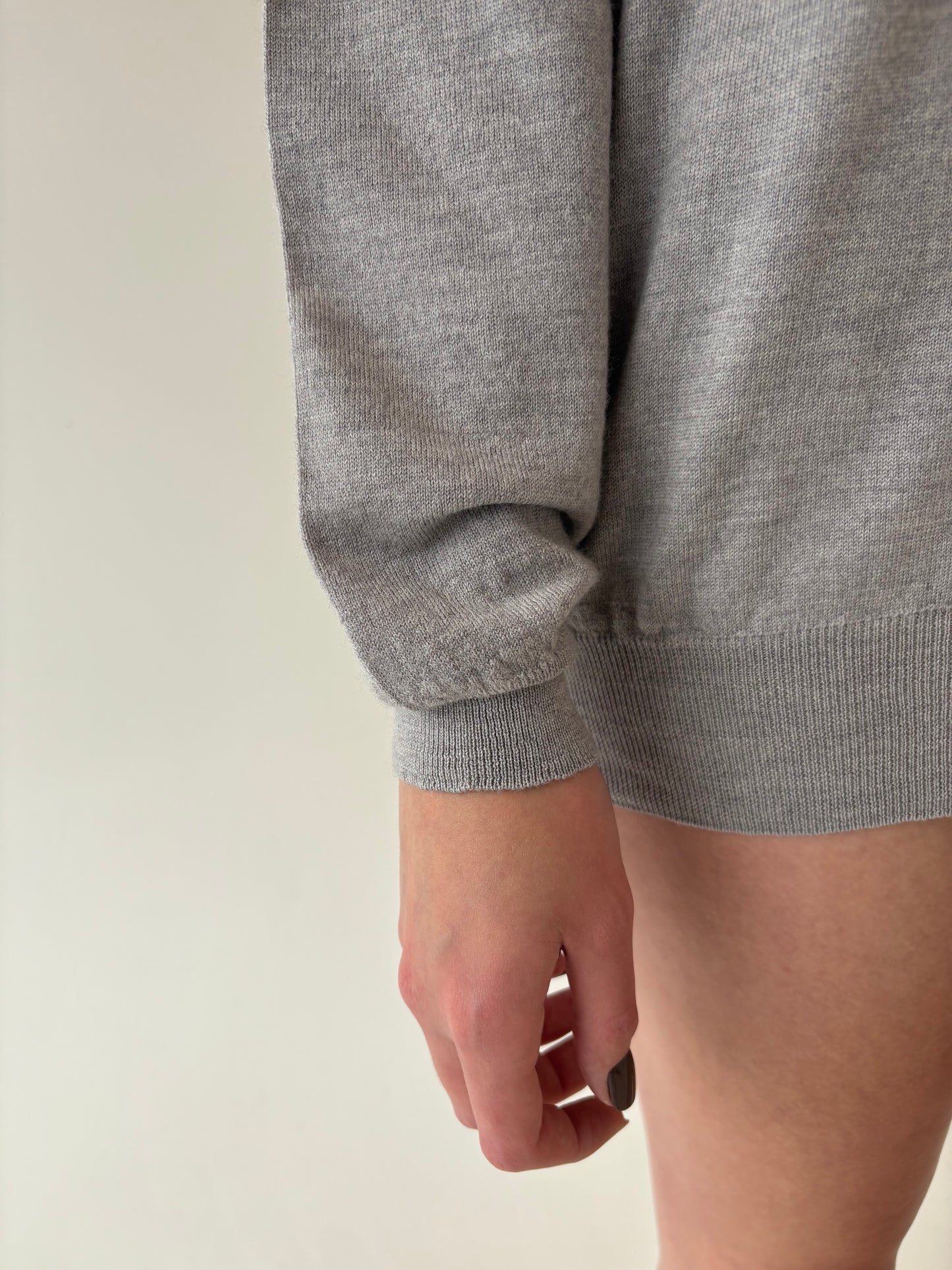Pulover light gray în anchior din lana merino extrafina de gramaj mare