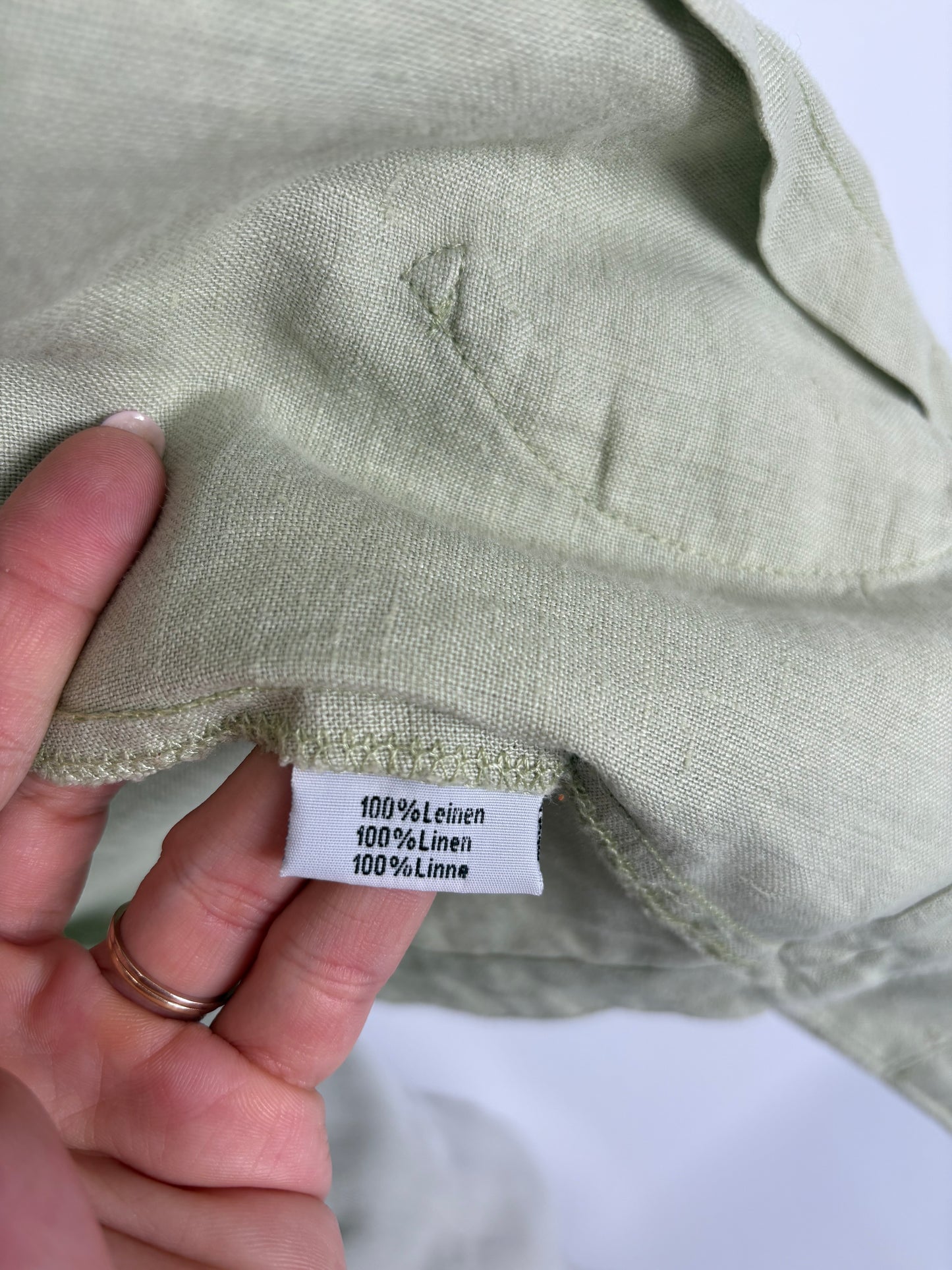 Sacou light Sage green din in ușor structurat în croi lejer
