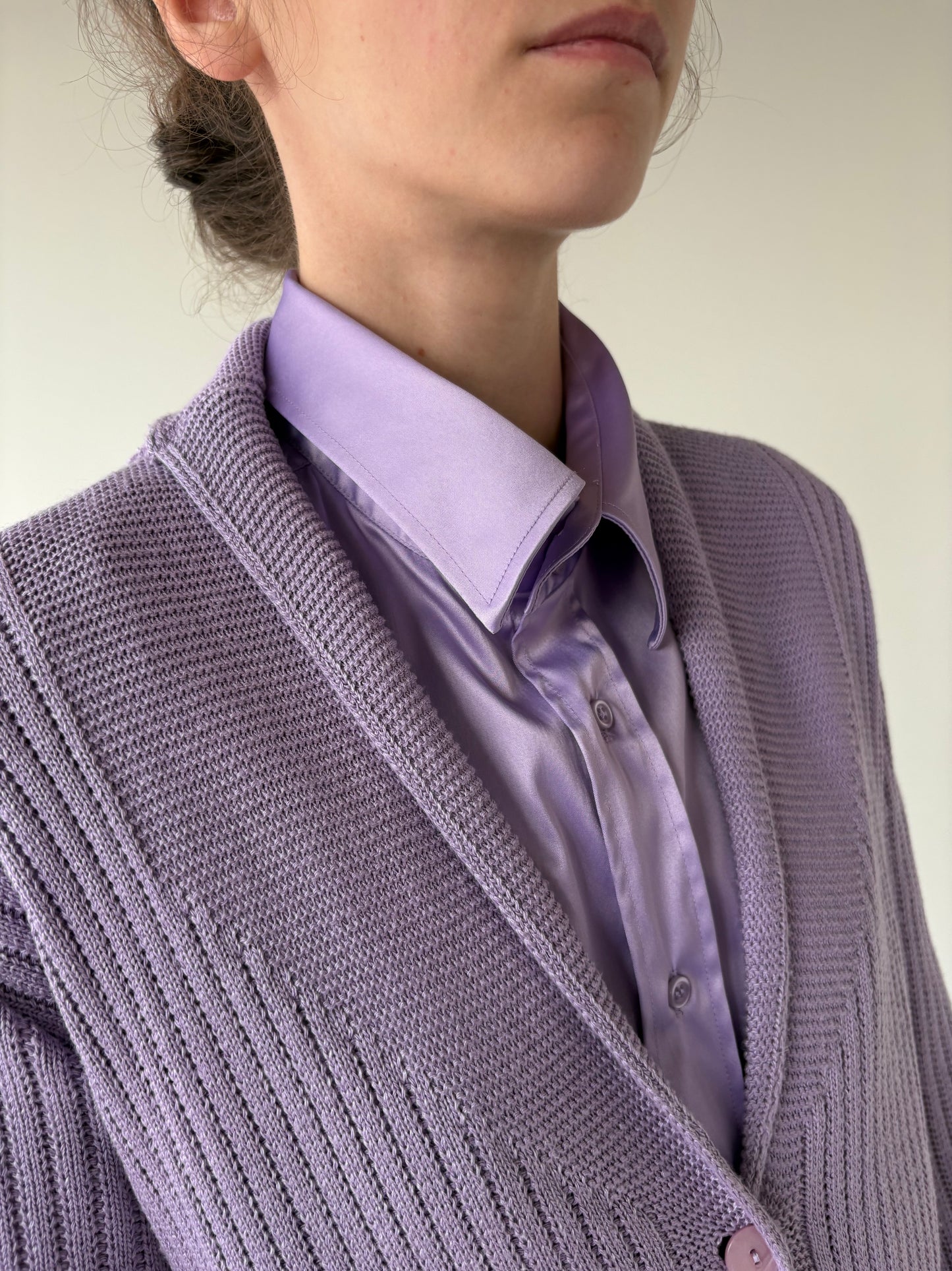 Cardigan premium lavandă din jerse de gramaj mare