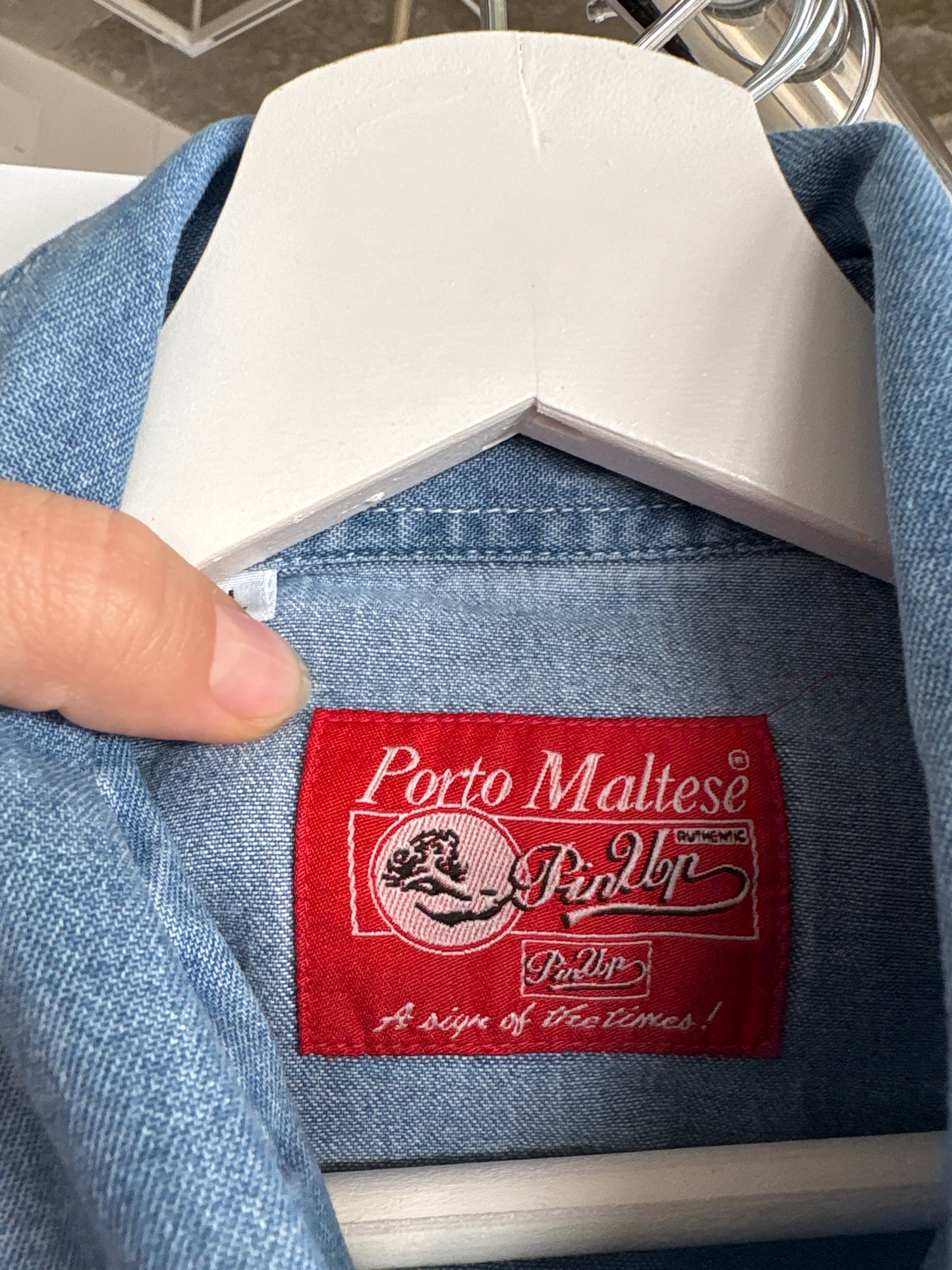 Cămașa vintage italiană din jeans moale de bumbac