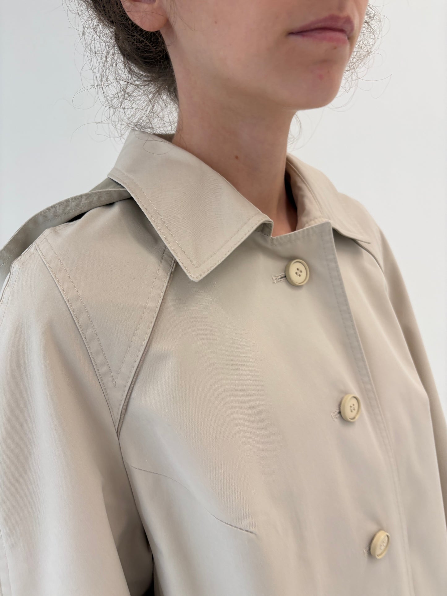 Trench vintage impermeabil cu glugă detașabilă off white