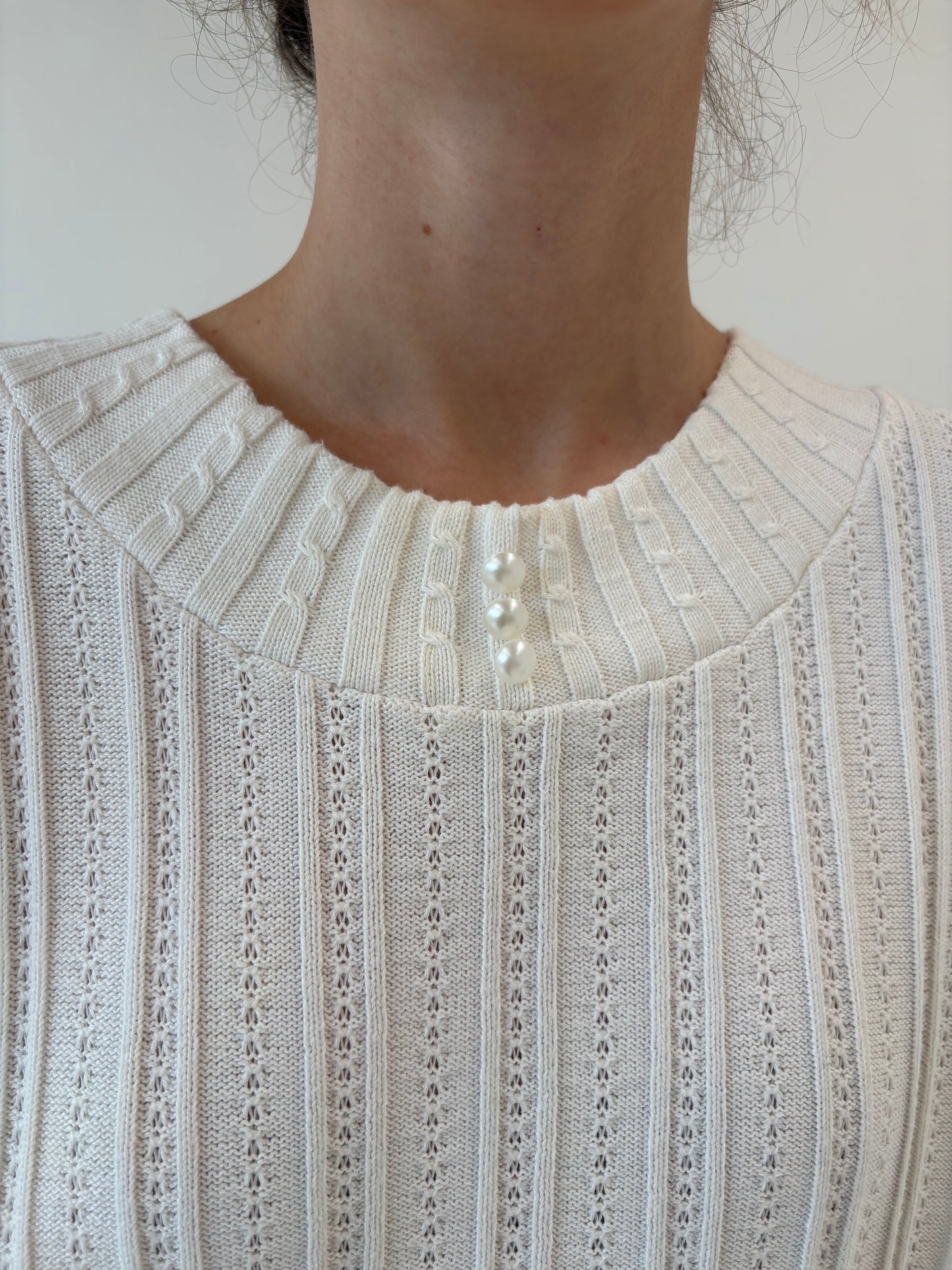 Top vintage din jerse texturat din mix de lana extrafina