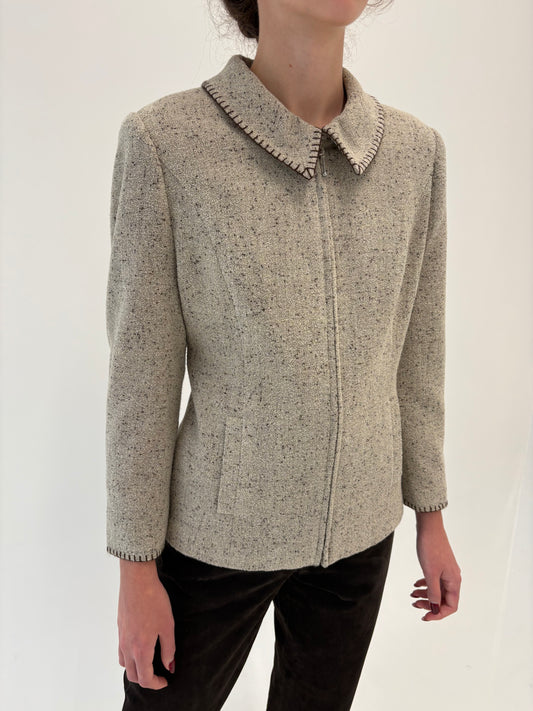 Sacou vintage de brand luxury Elegance light nude din lana extrafina