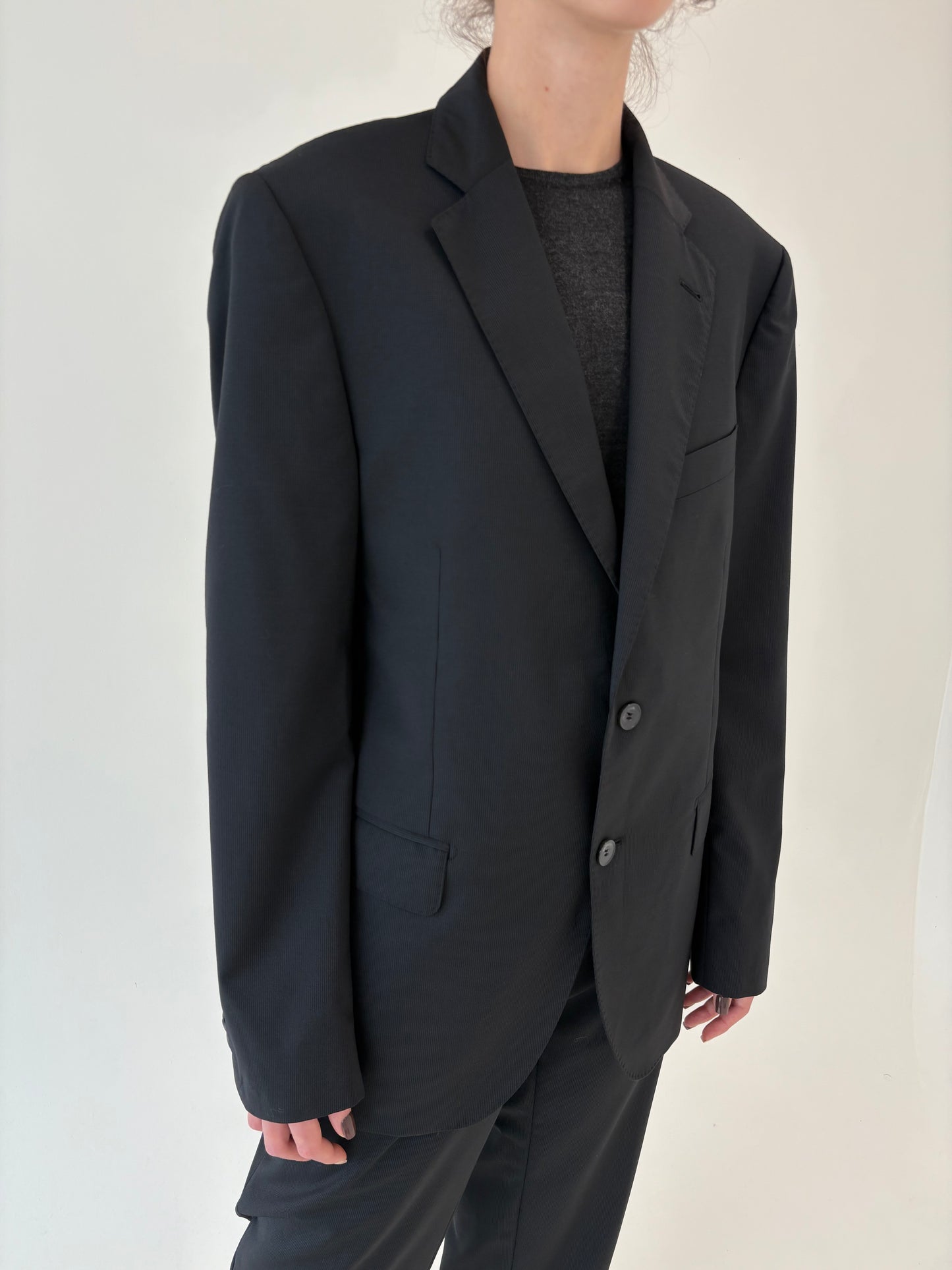 Costum italian din stofă luxury de lana merino extrafina super 110’s