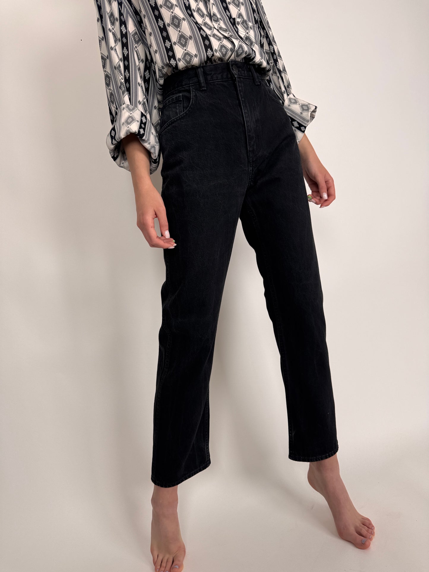 Jeanși premium cu talie ultra înaltă dark wash