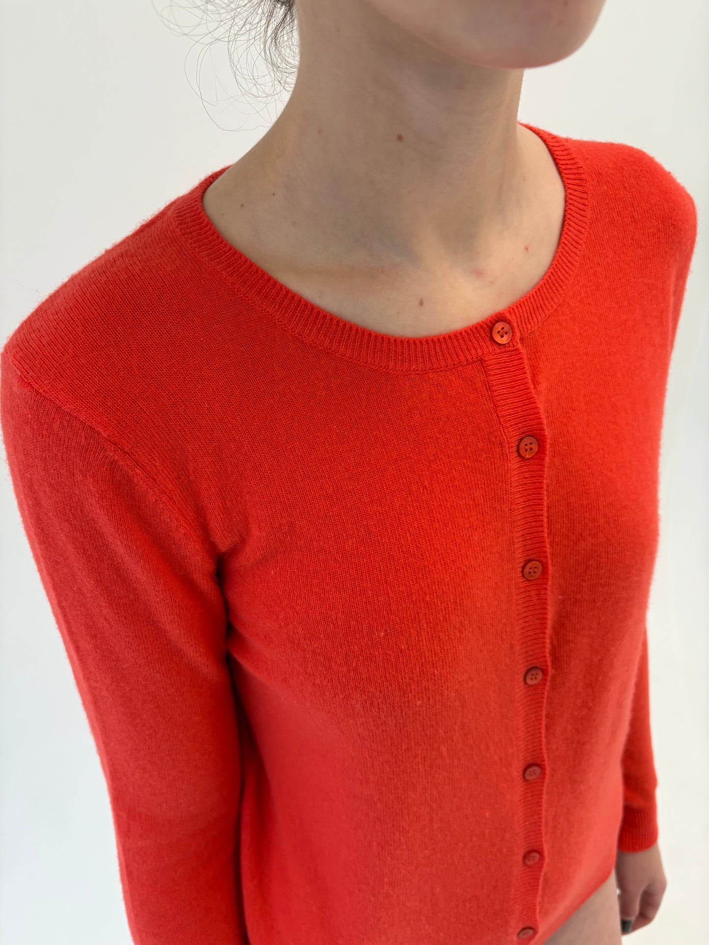 Cardigan electric orange din mix de cașmir de gramaj mare