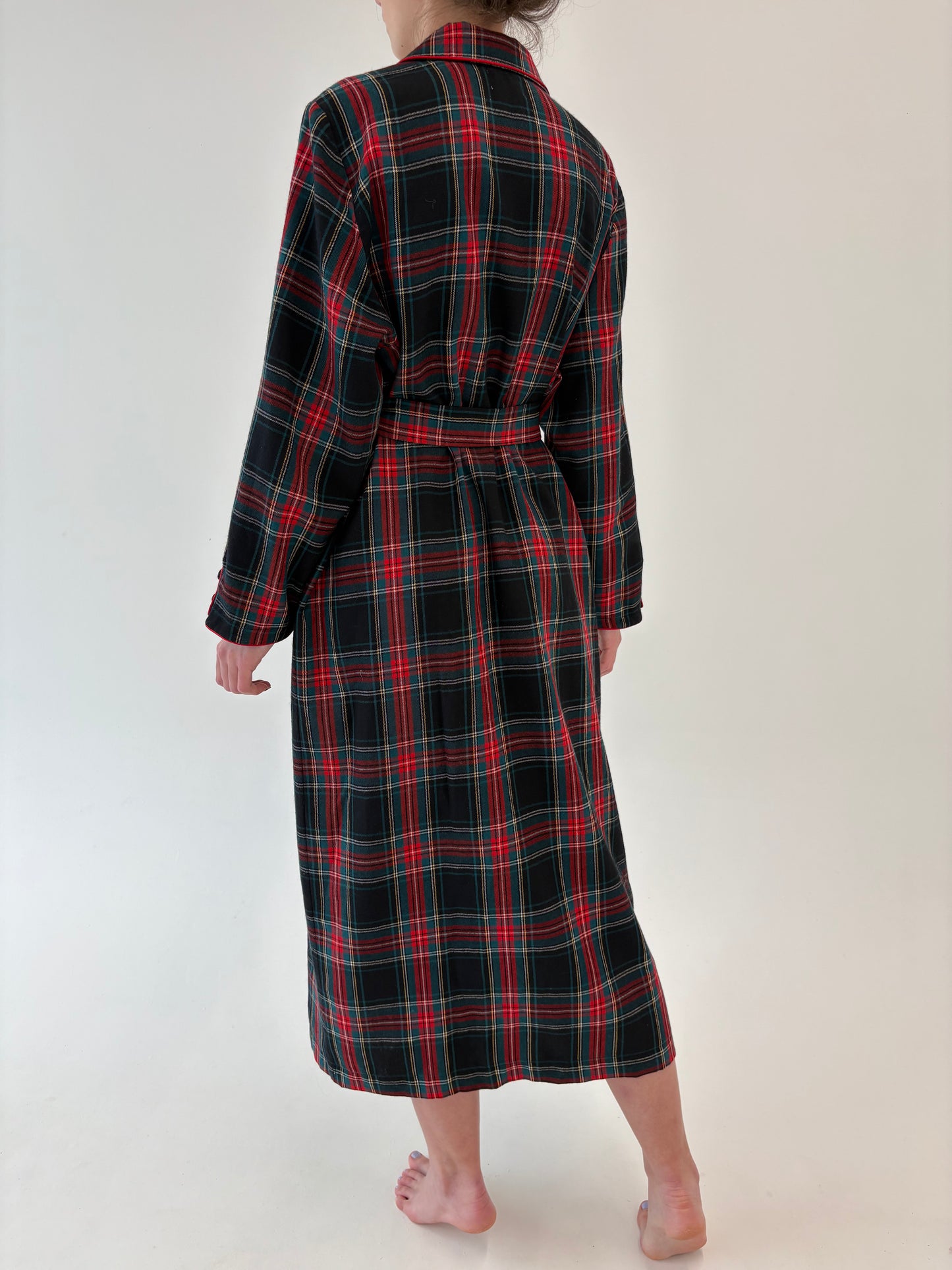 Halat luxury tall italian din Tartan de lana în culori clasice