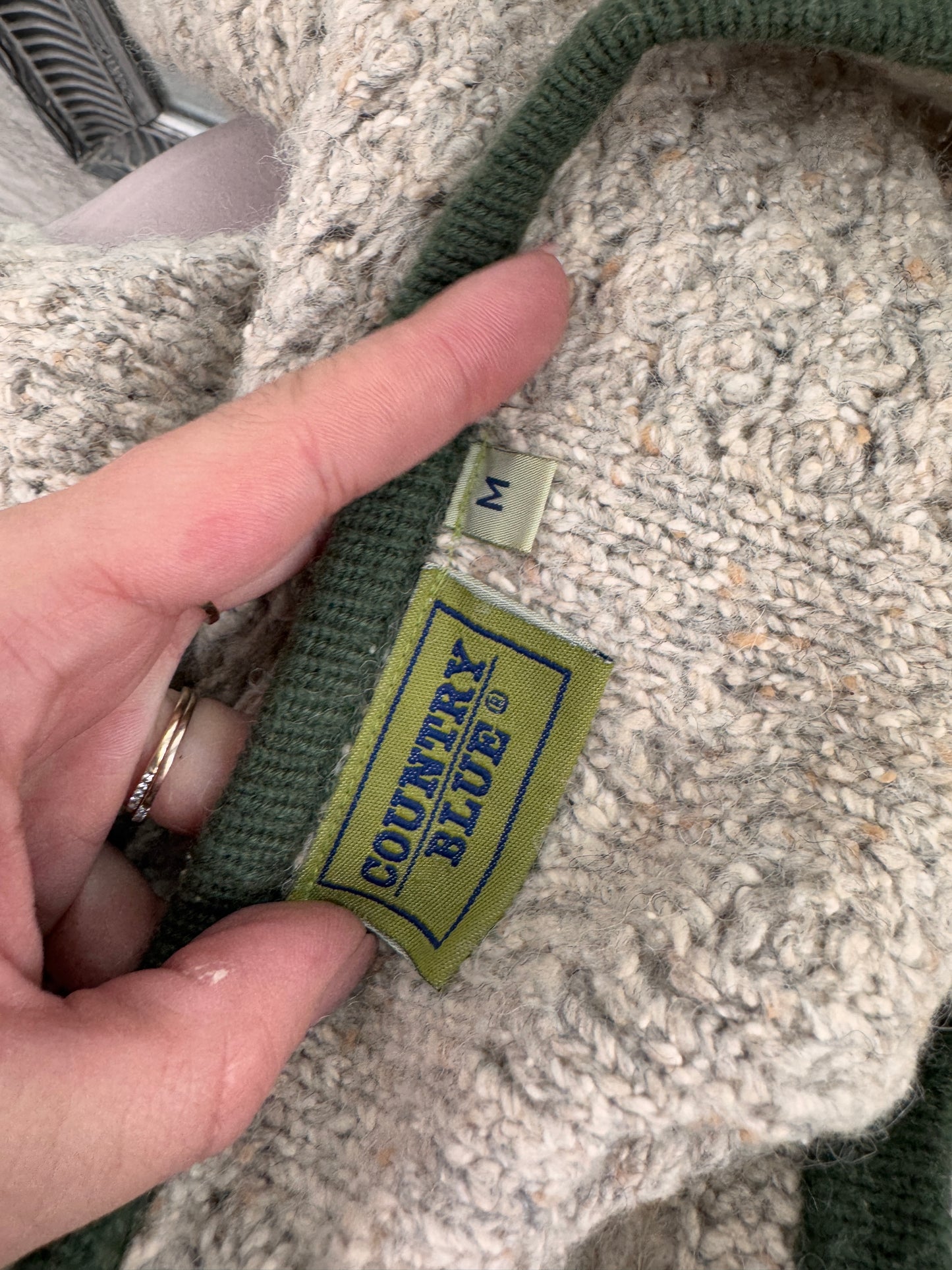 Cardigan vintage gros cu broderie superbă din lana și bumbac